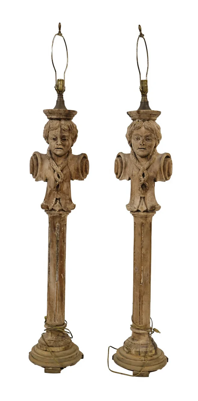 Pair of 19th Century French Column Floor Lamps.