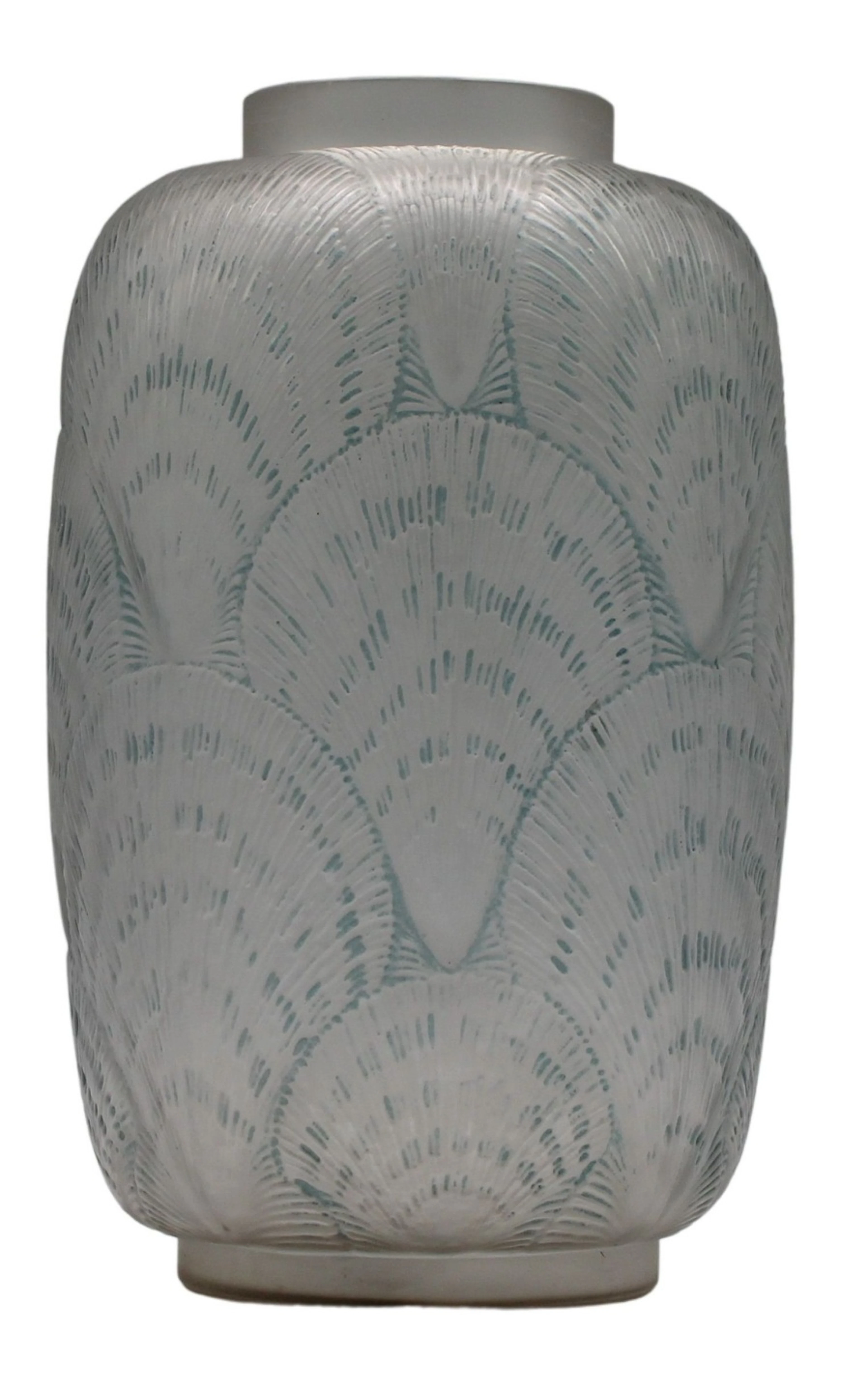 R.LALIQUE Signed Early Coquilles Glass Vase.