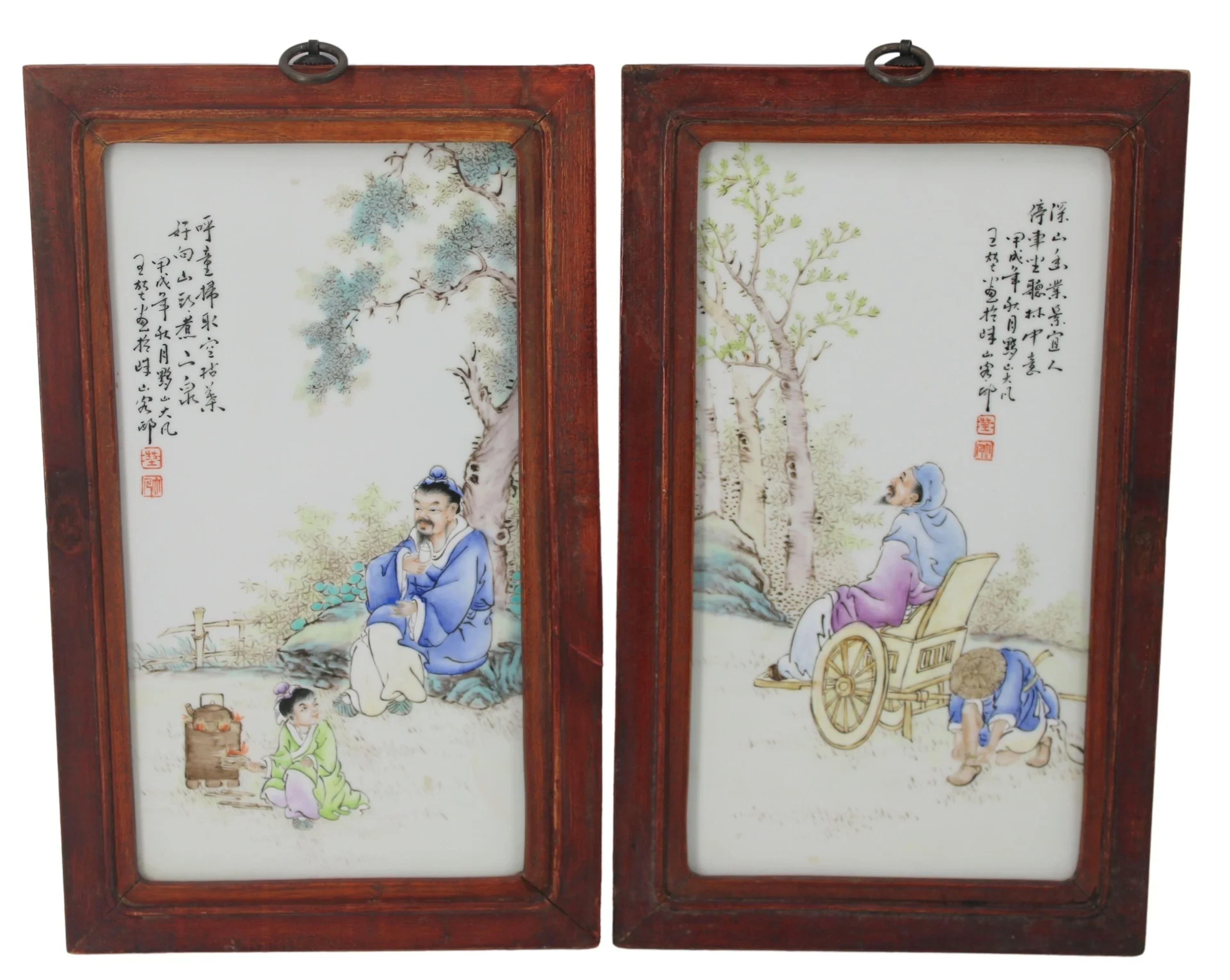 Pair of Chinese Wang Da Fan Painted Porcelain