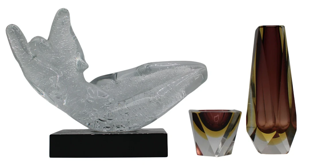 (2) Campanella Murano Glass Vases and a