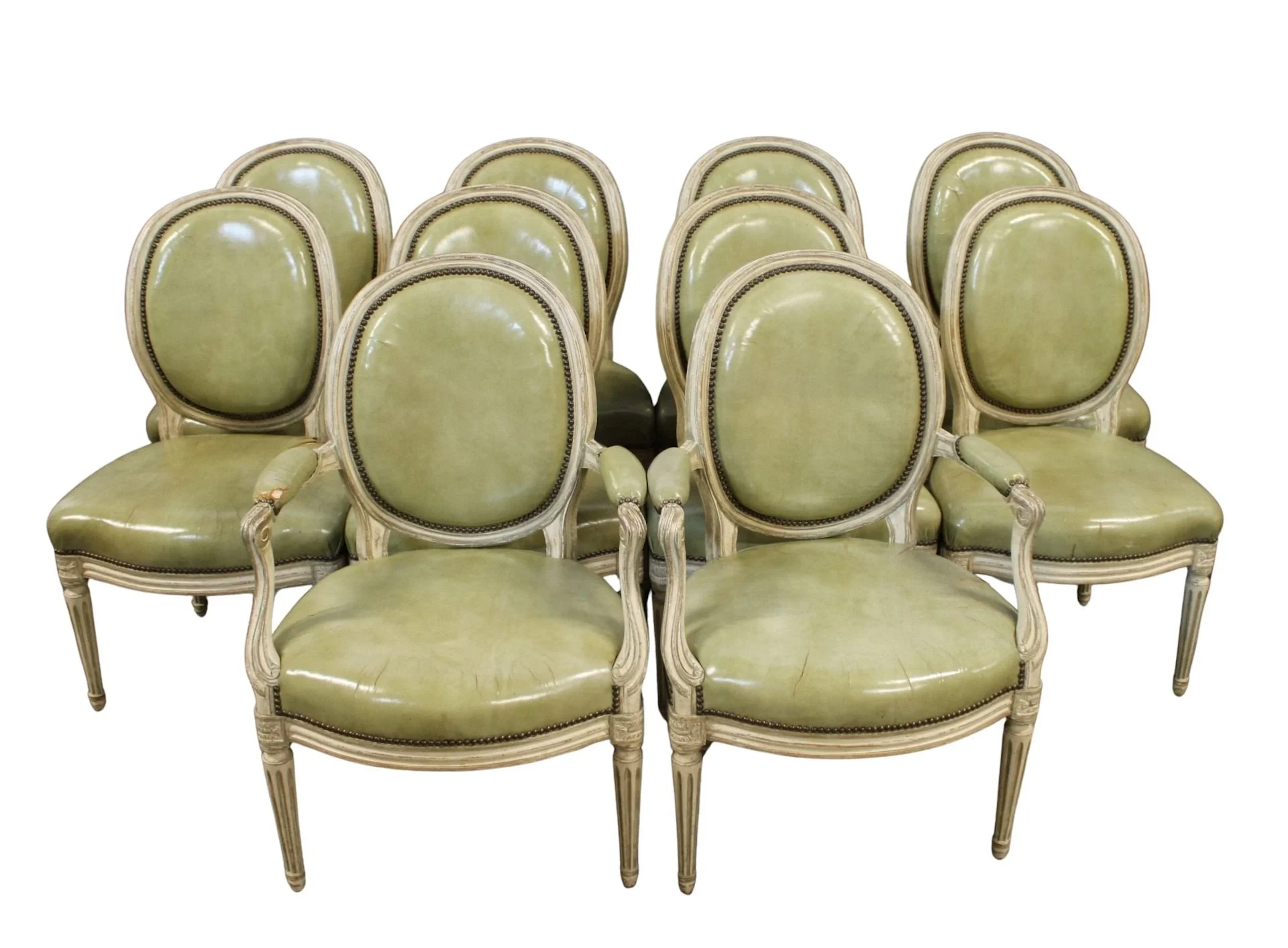 Fine Set Of 10 Vintage Louis XV1 Style Chairs.
