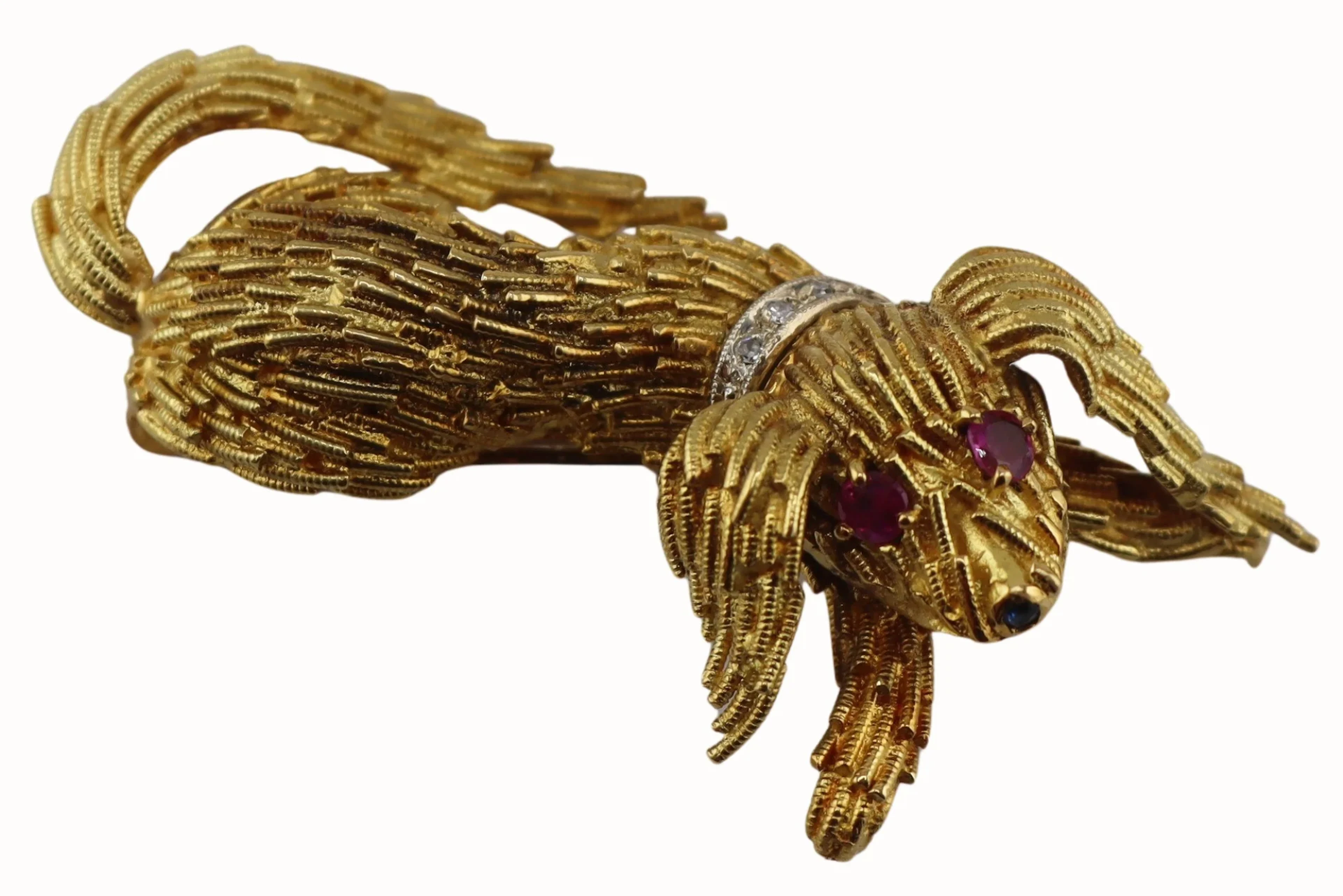 JEWELRY. Toliro Italian 18kt Gold Dog Brooch.