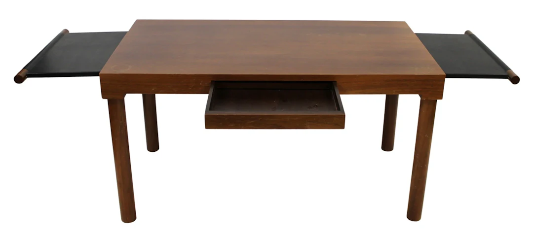 Midcentury One Drawer Desk with Side Pullouts.