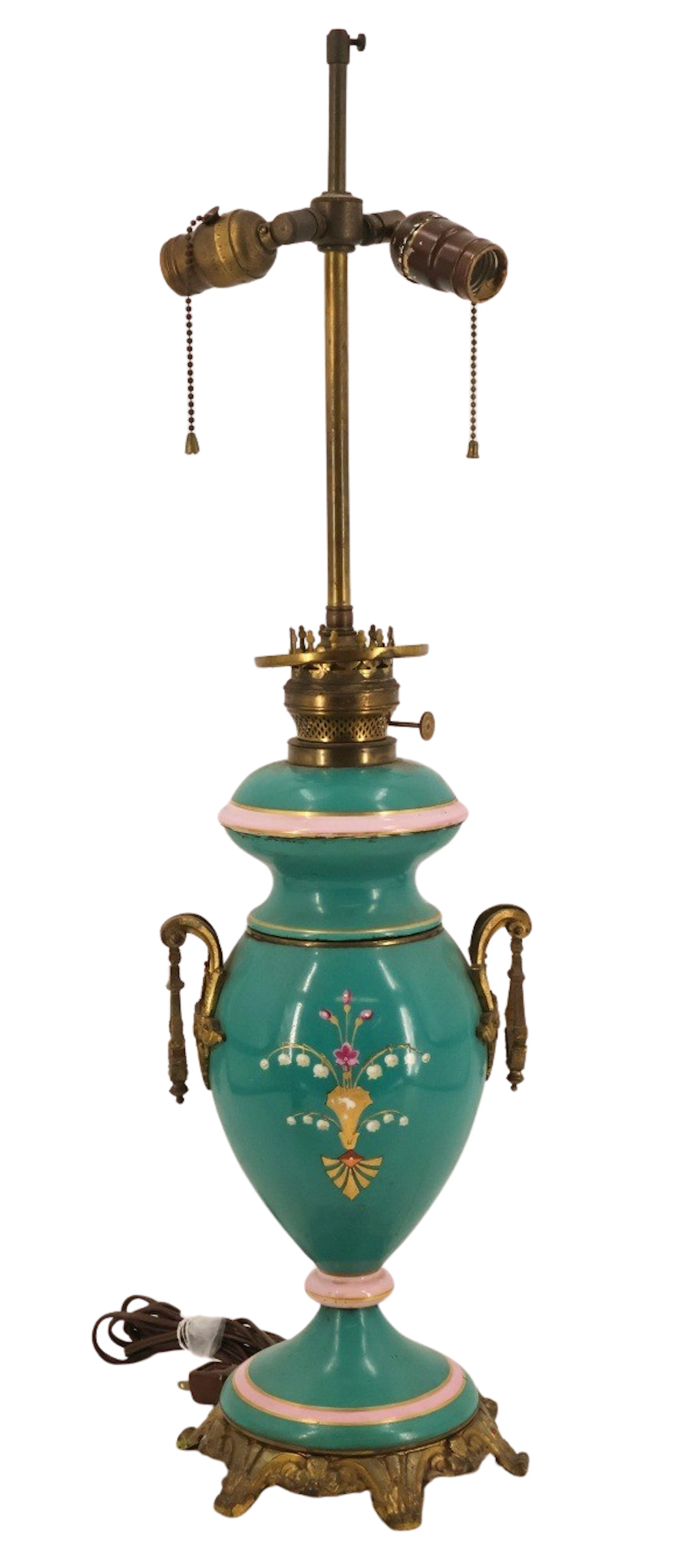 Sevres Style Bronze Mounted Porcelain Lamp.
