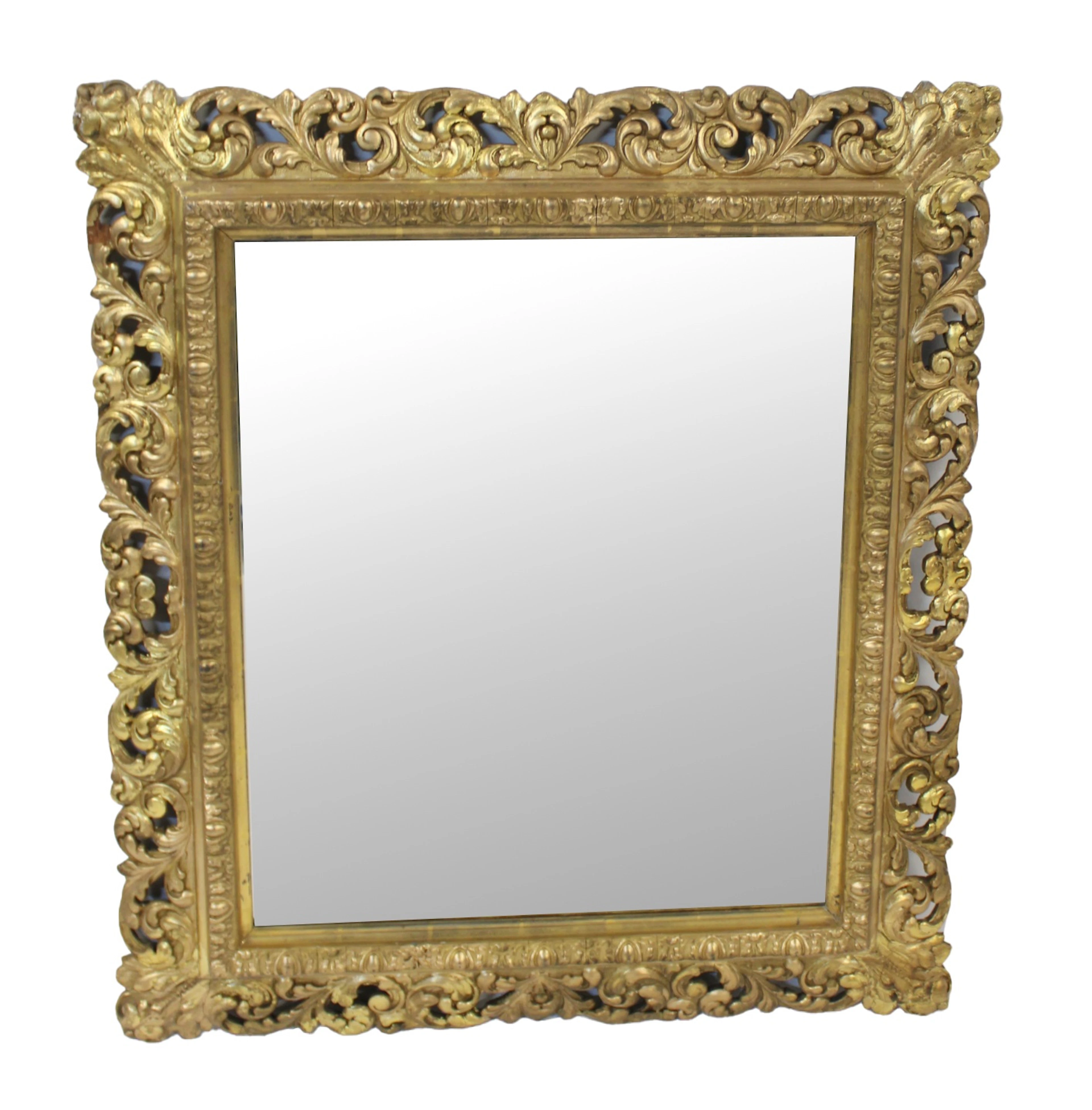 Antique Finely Carved Giltwood Fame as a Mirror.