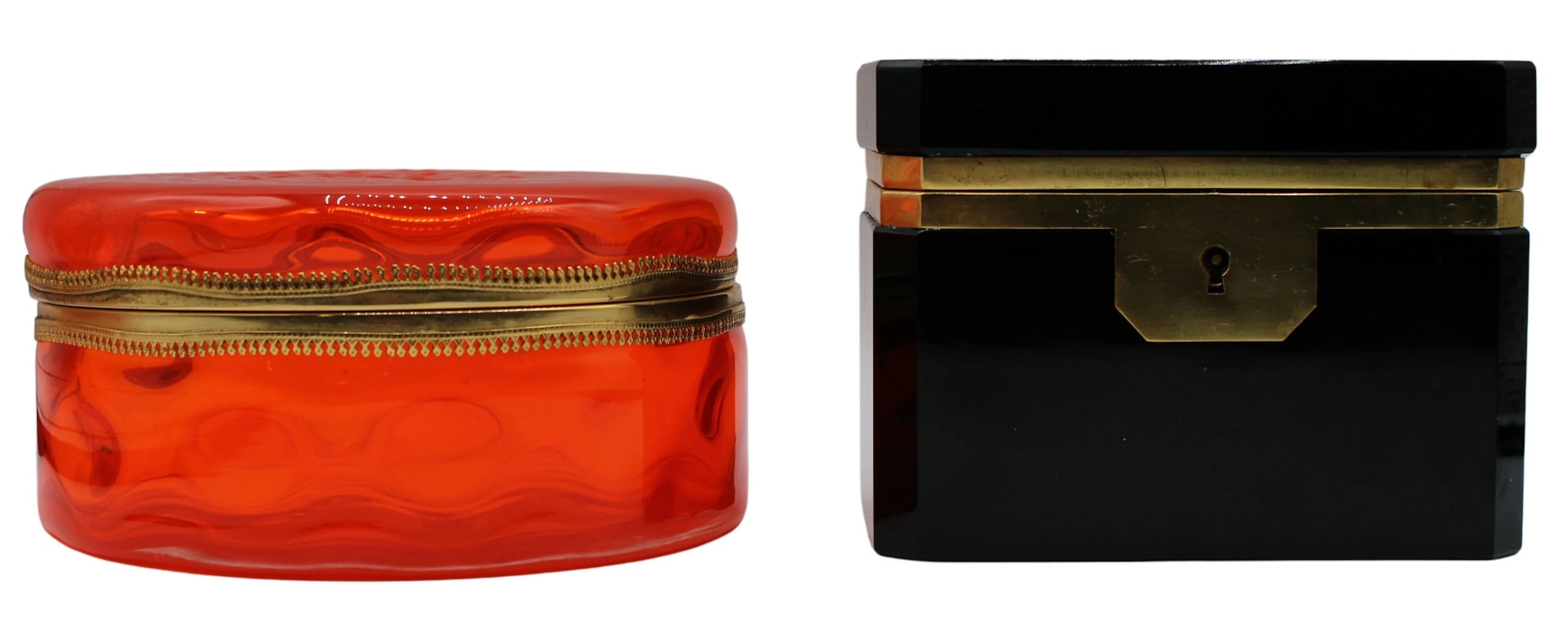 (2) Glass Boxes with Metal Mounts.
