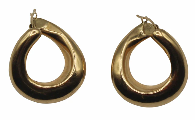 JEWELRY. Pr of Signed 16kt Gold Hoop Earrings.