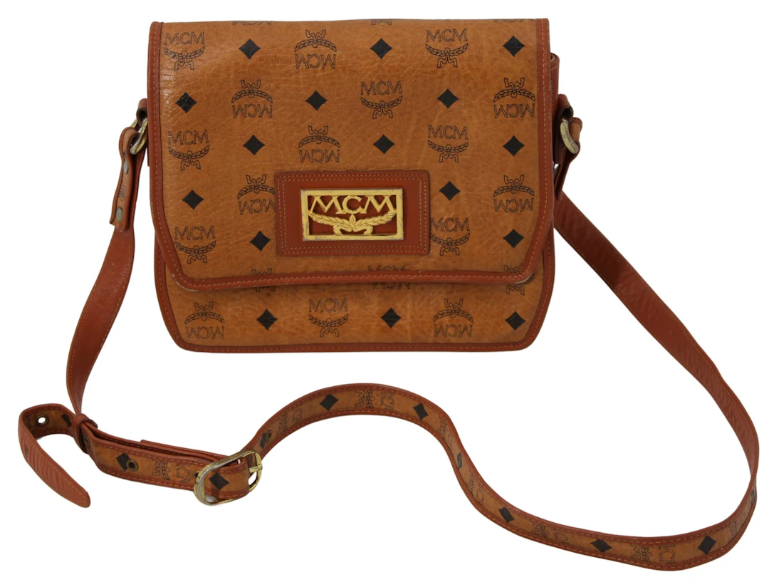 COUTURE. MCM Cognac Visetos Cross Body Bag.