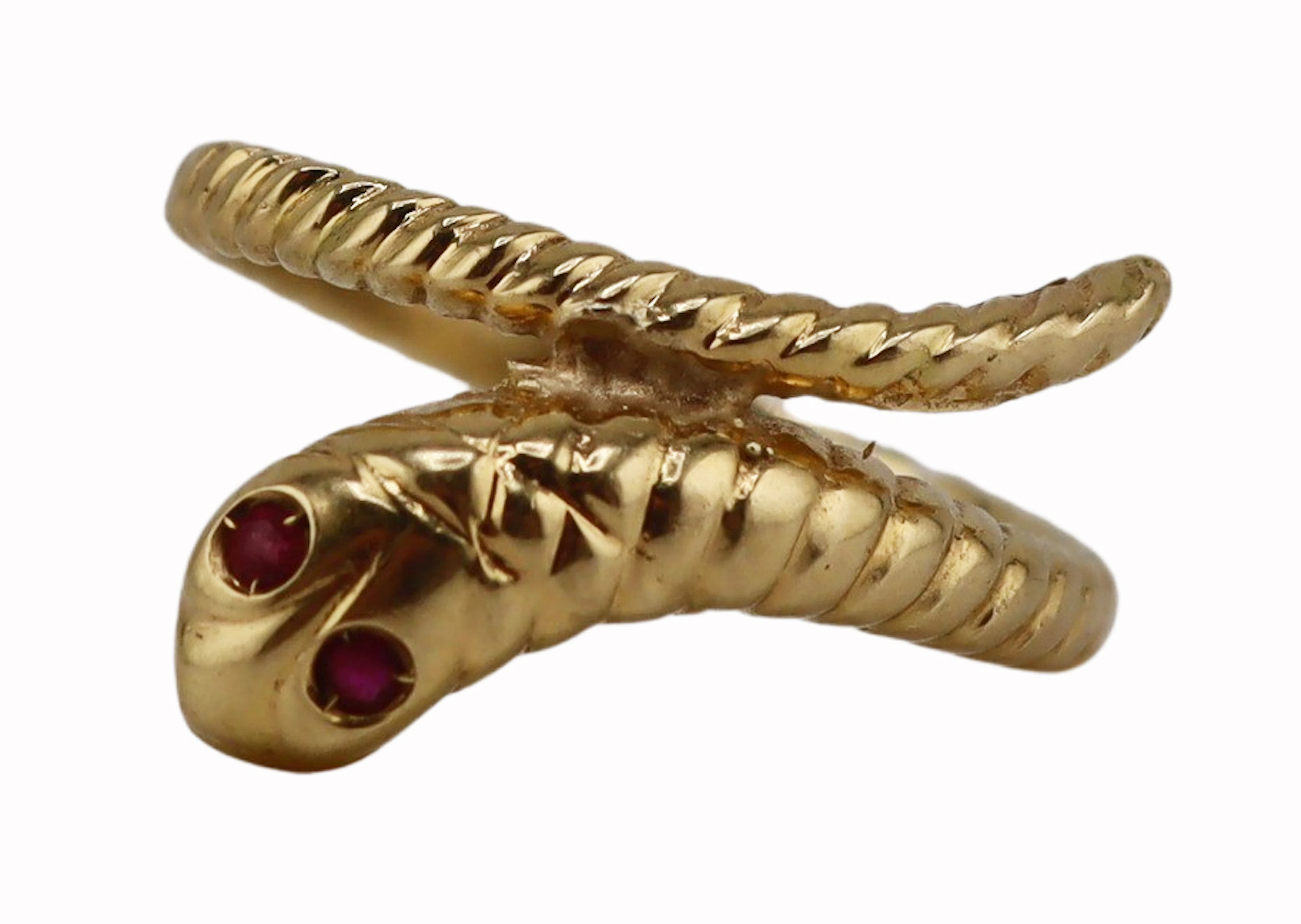 JEWELRY. 16kt Gold and Ruby Snake Ring.