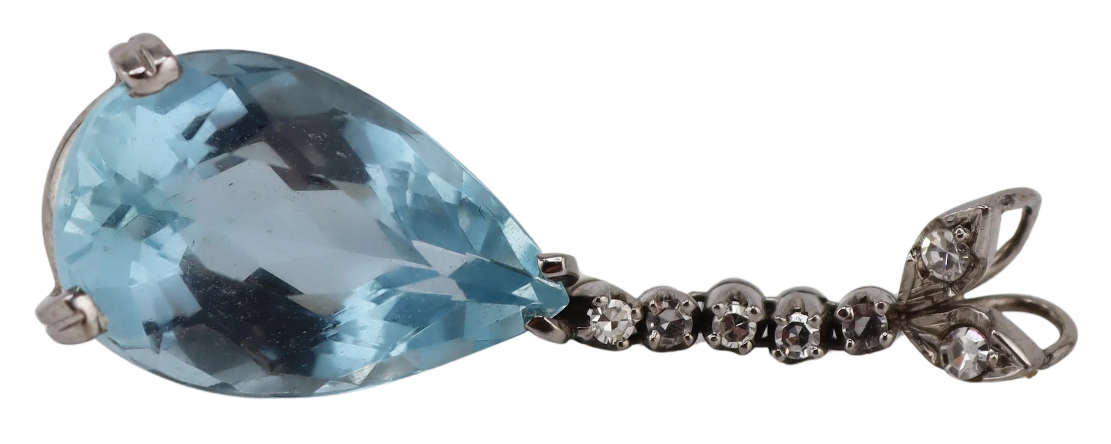 JEWELRY. Signed 16kt Gold Aquamarine and Diamond