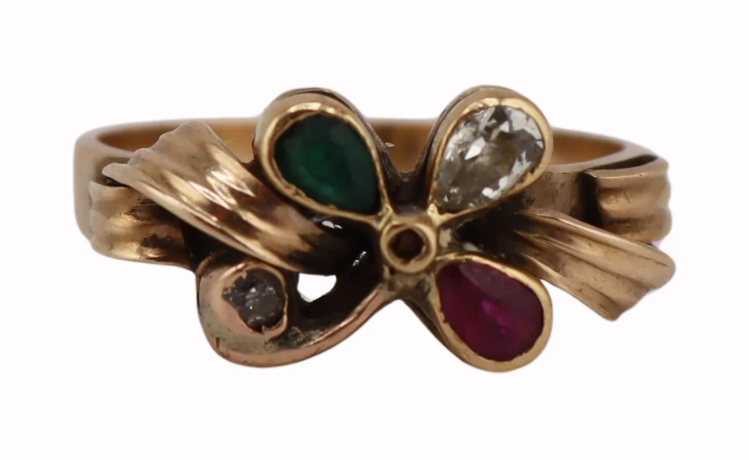 JEWELRY. Antique/Vintage Gem and Diamond Floral