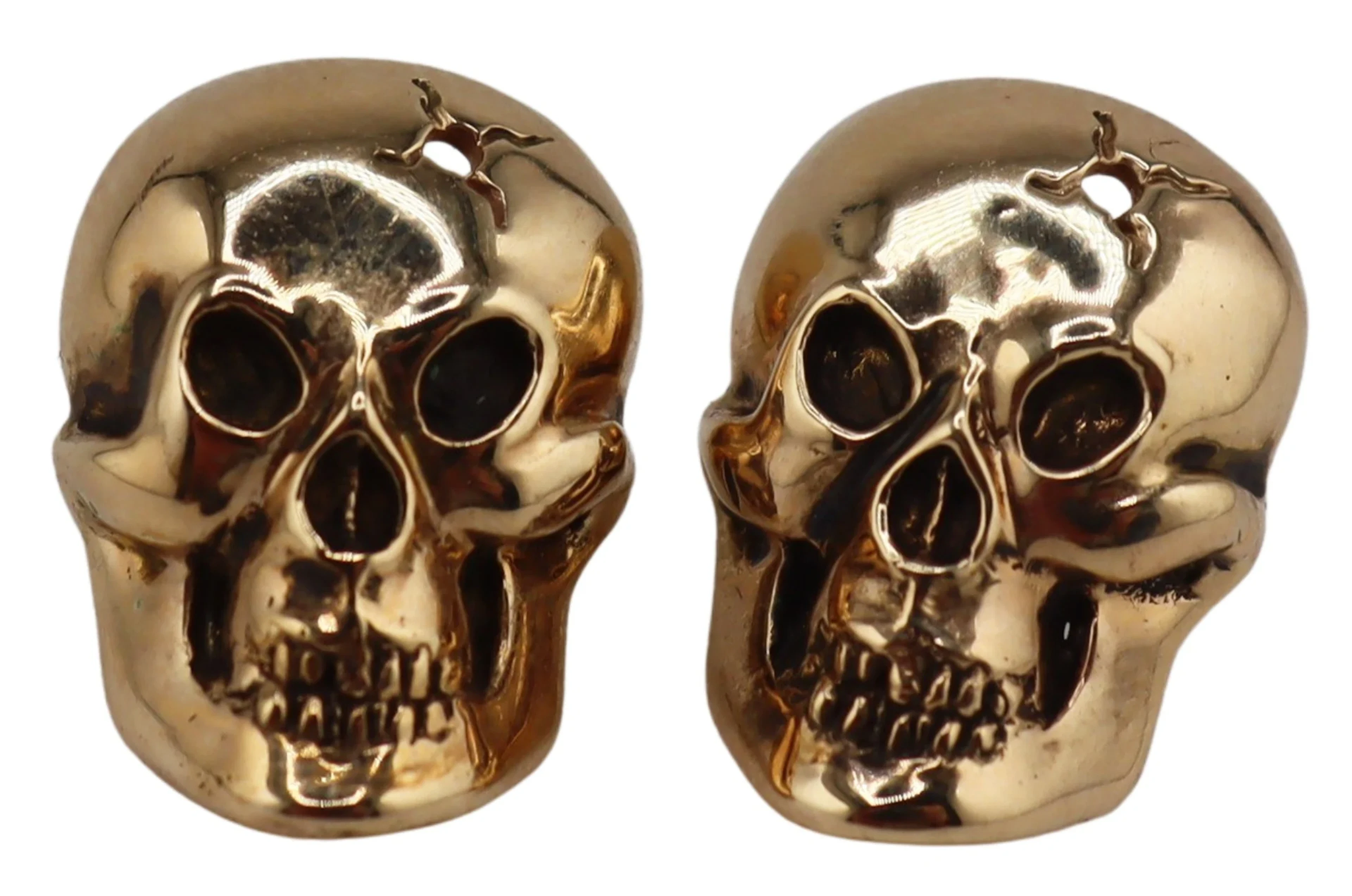 JEWELRY. Pair of 14kt Gold Skull Form Earrings.
