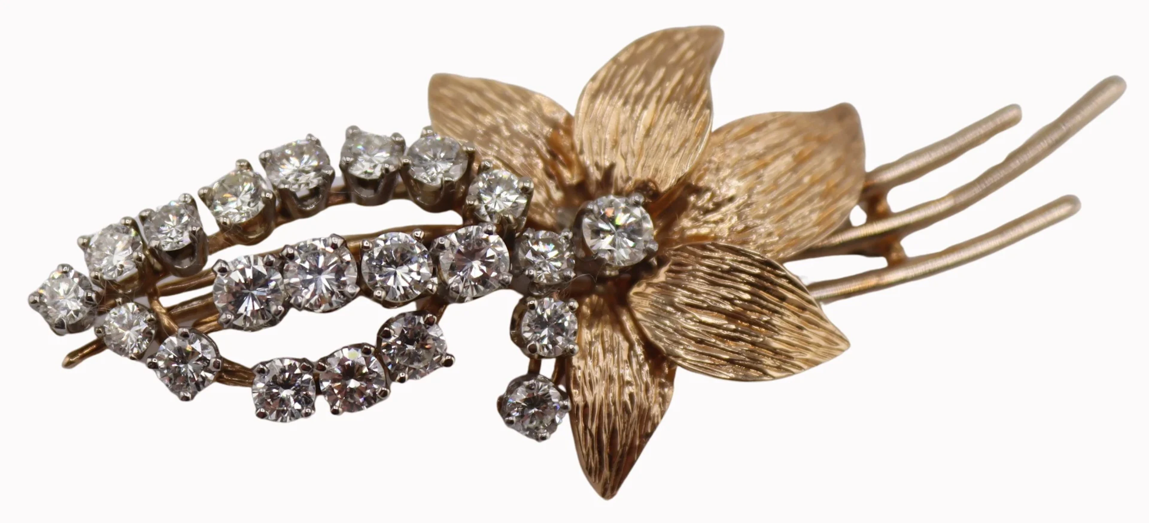 JEWELRY. 13kt Bi-Color Gold and Diamond Floral