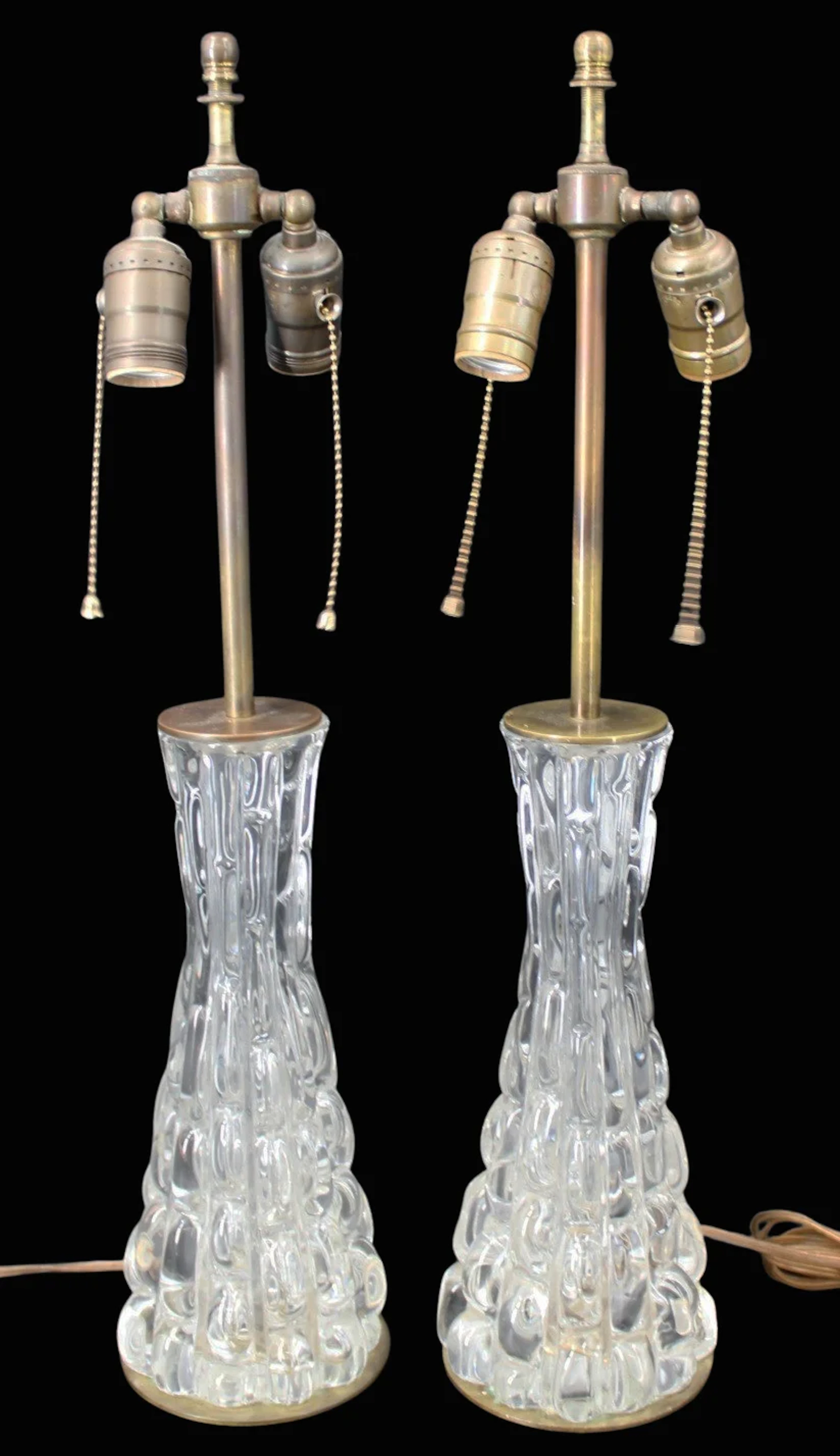 Pair of Midcentury Glass Lamps.