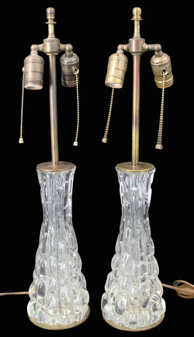 Pair of Midcentury Glass Lamps.