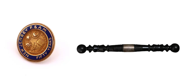 Masonic Sterling Baton and 10kt Gold Pin.