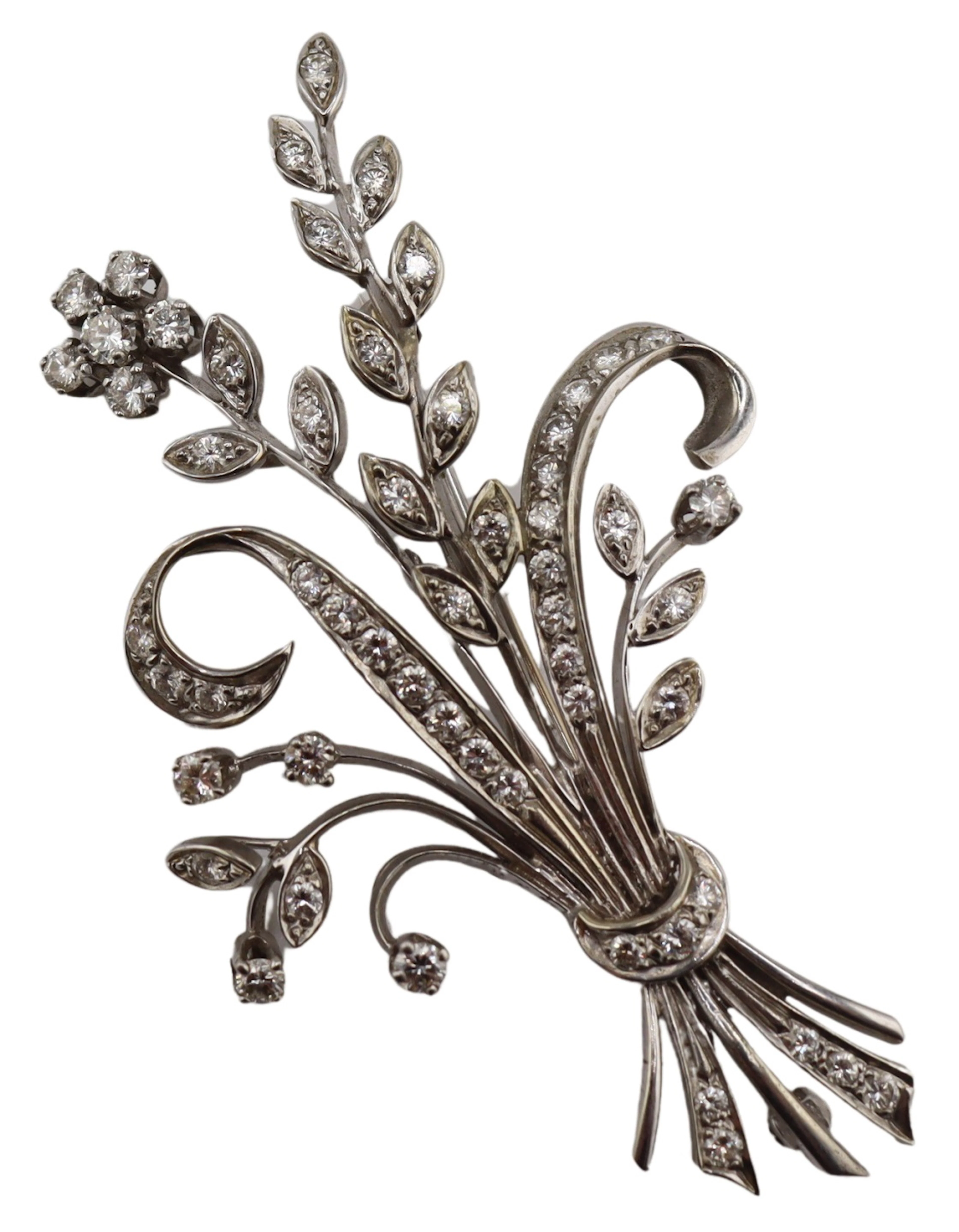 JEWELRY. Signed 18kt Gold and Diamond Brooch.