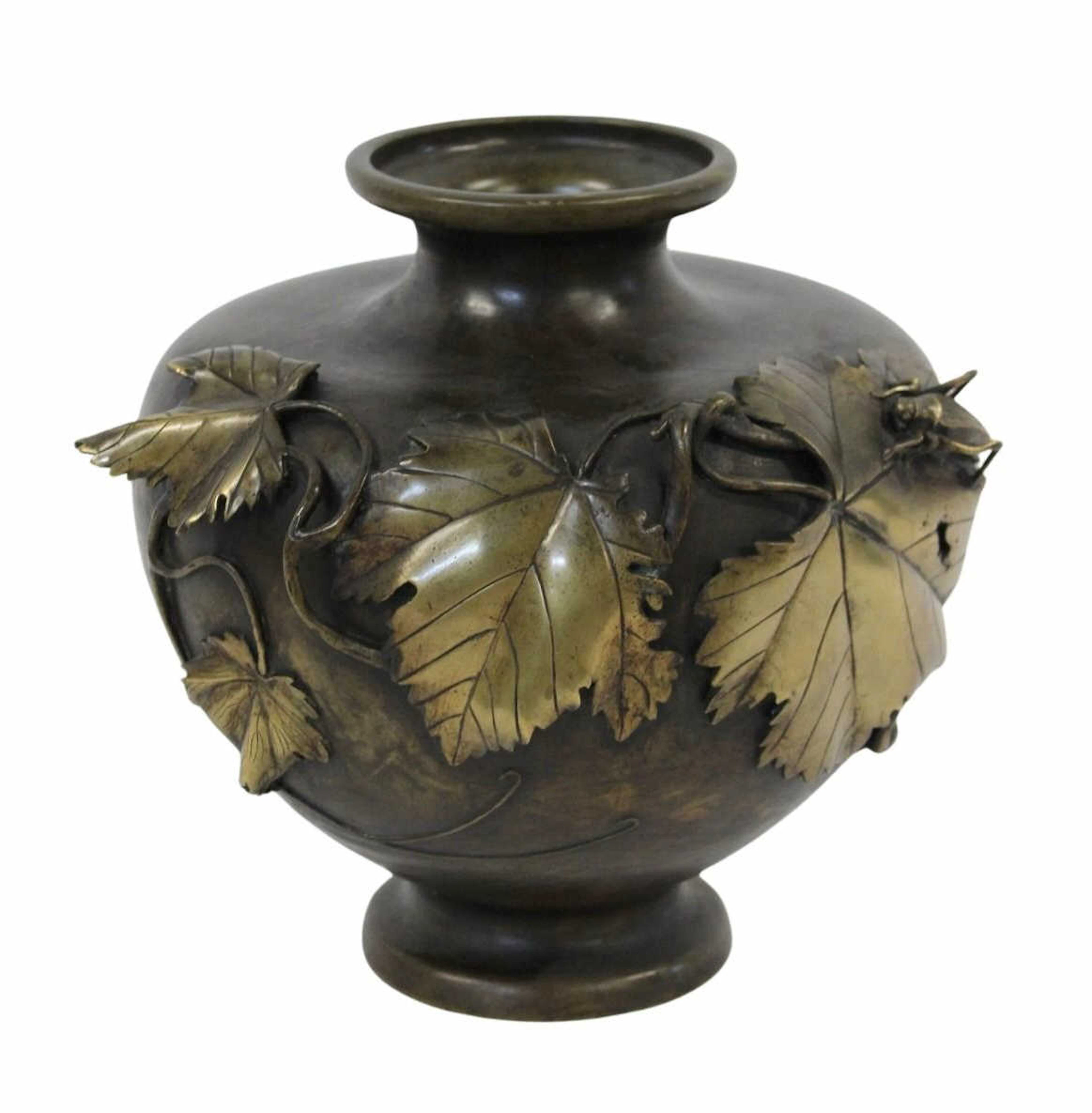 Japanese Meiji Period Mixed Metal Pedestal Vase.