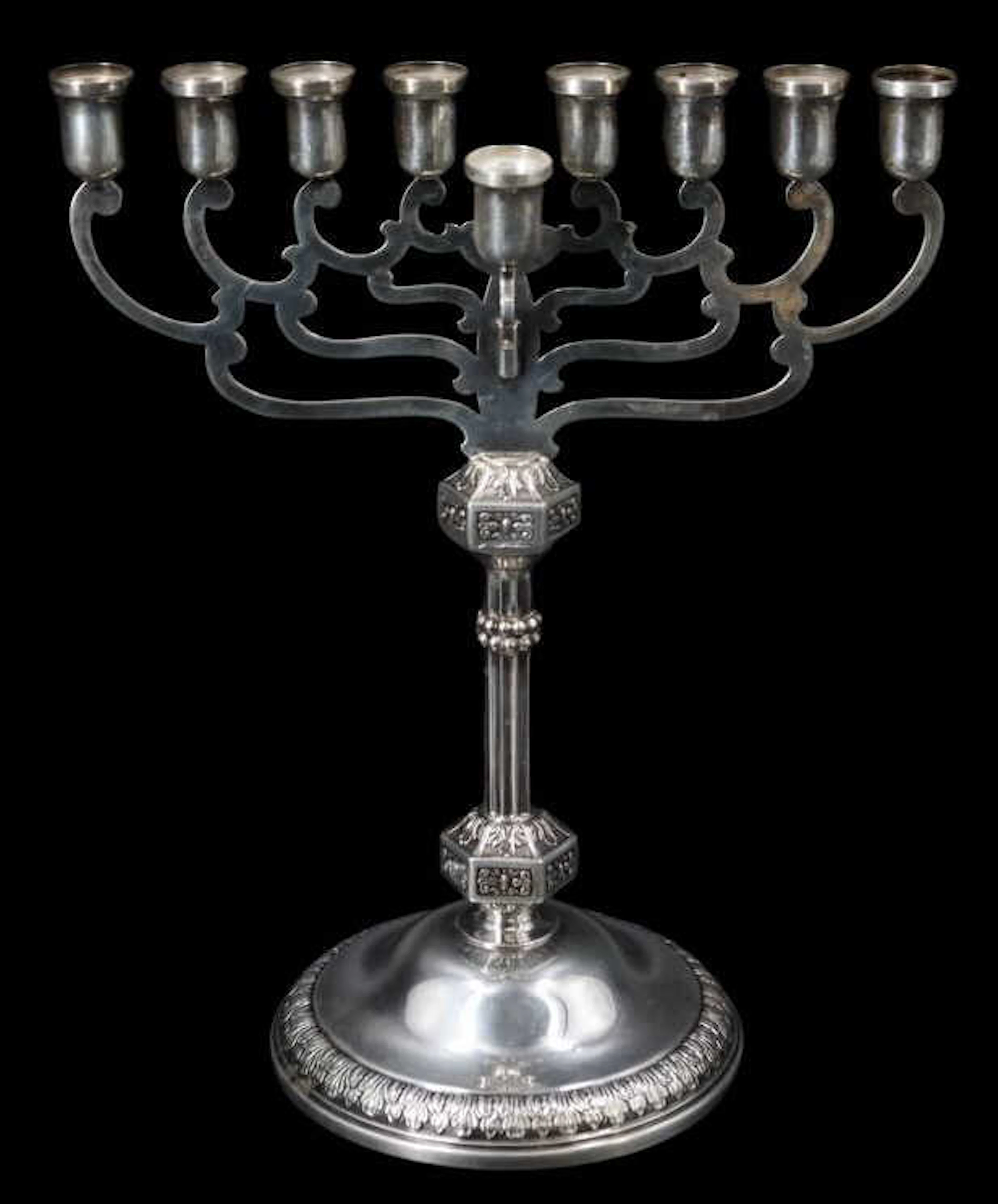 JUDAICA. Austrian .800 Silver Menorah.