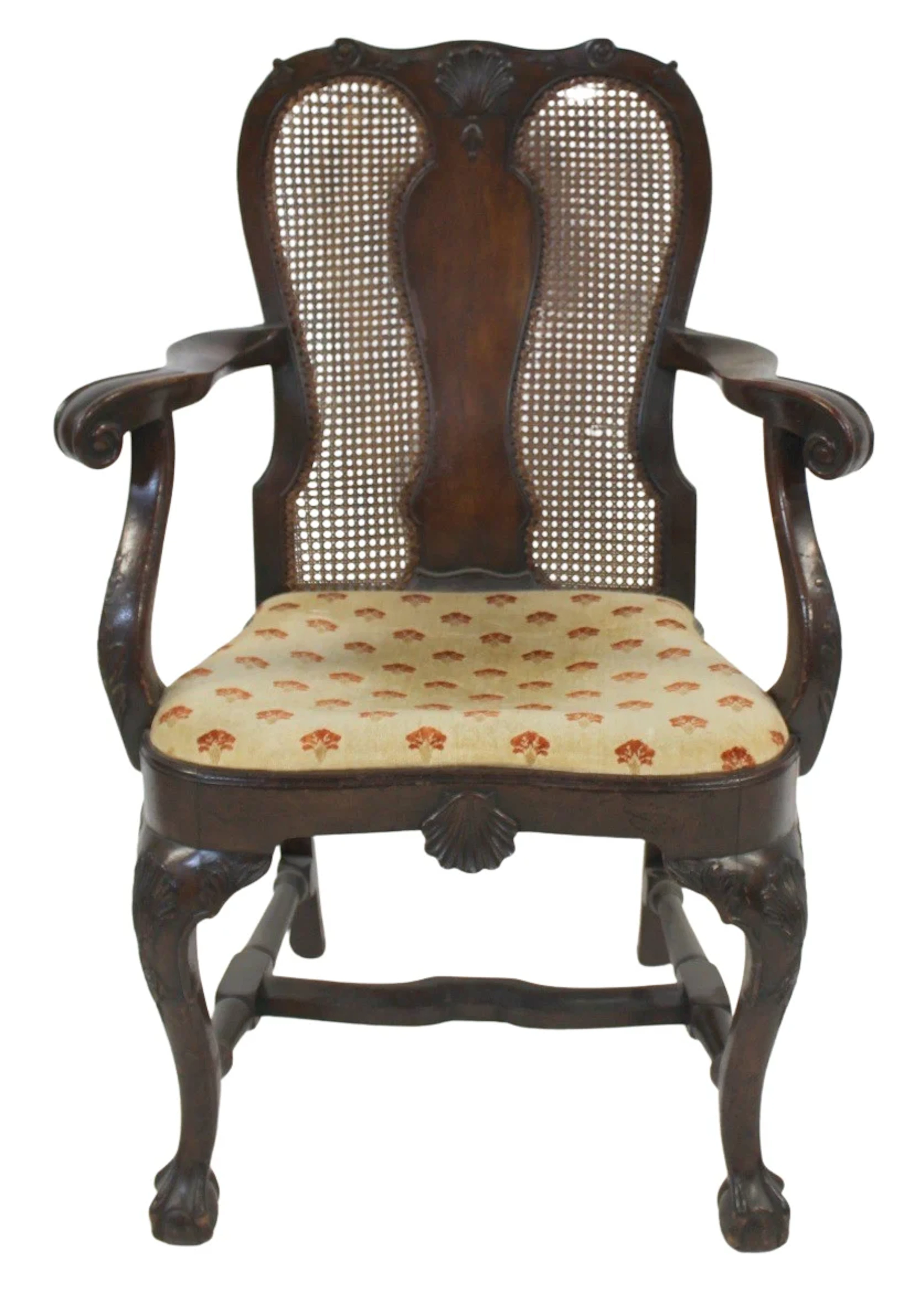 Chippendale Mahogany Armchair with Cane Back.