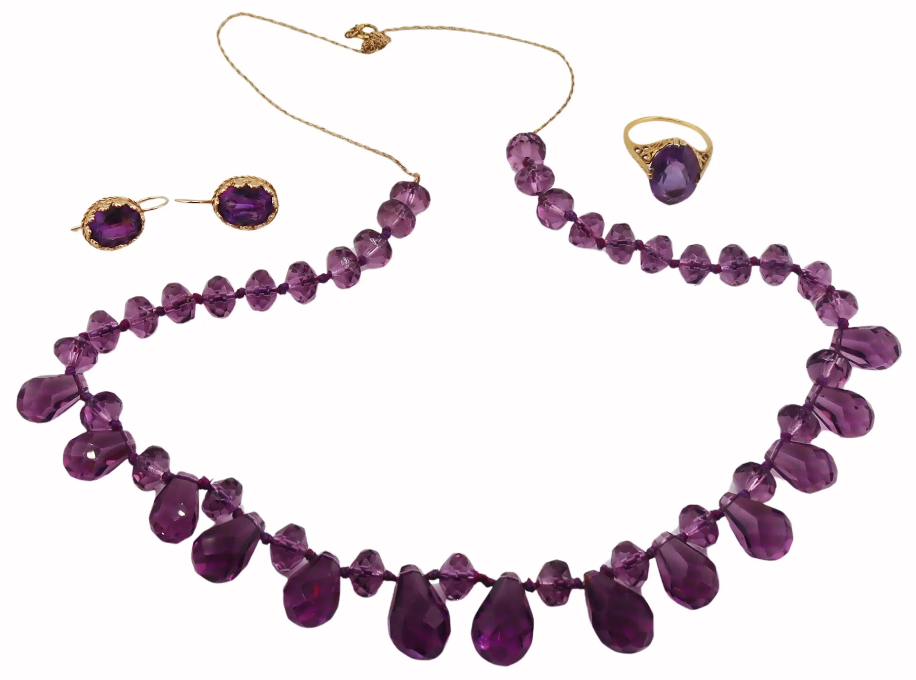 JEWELRY. Collection of Amethyst and Gold Jewelry.
