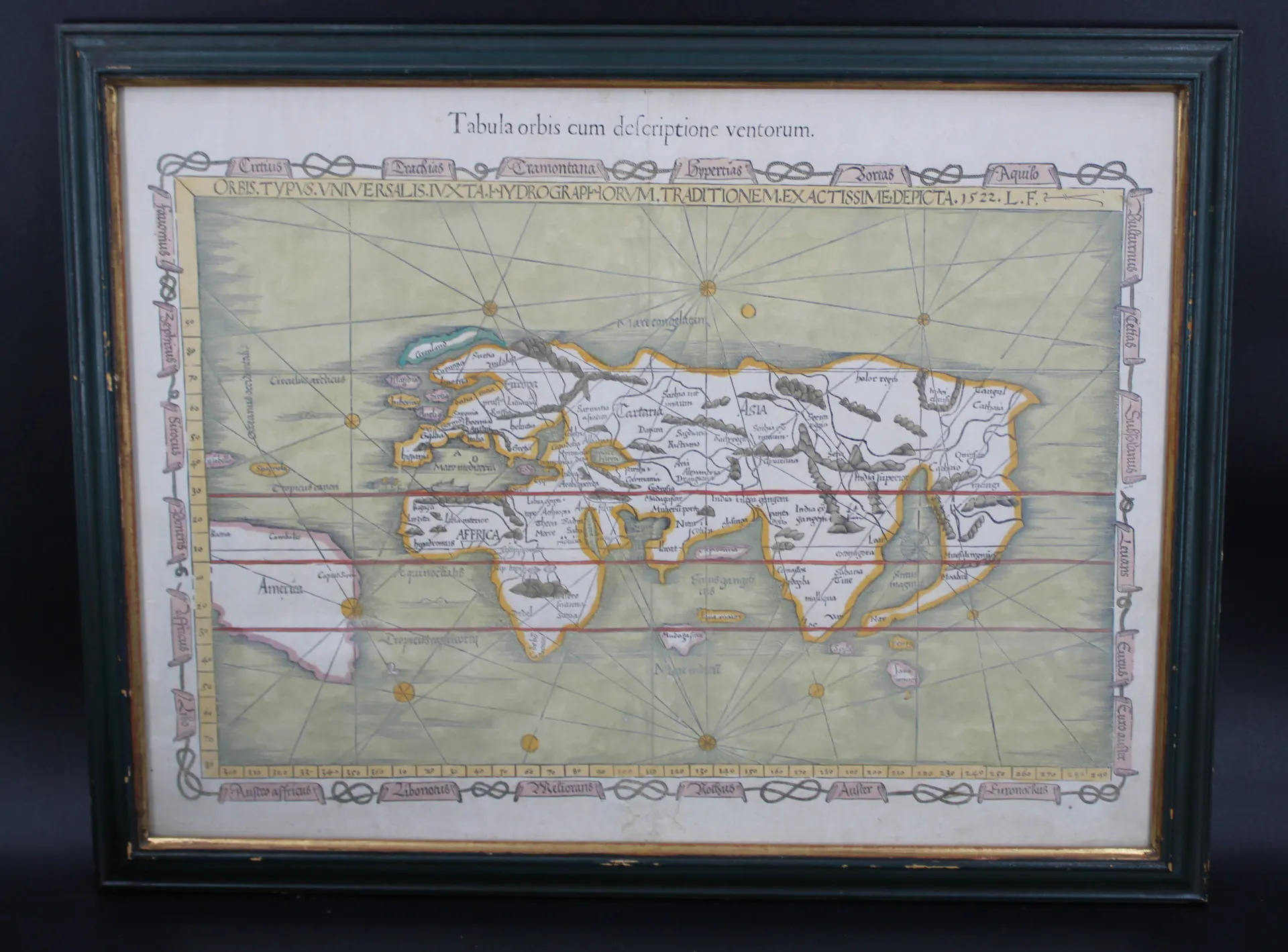 Early World Map -C. 1522 Ptolemy- Old Print Shop