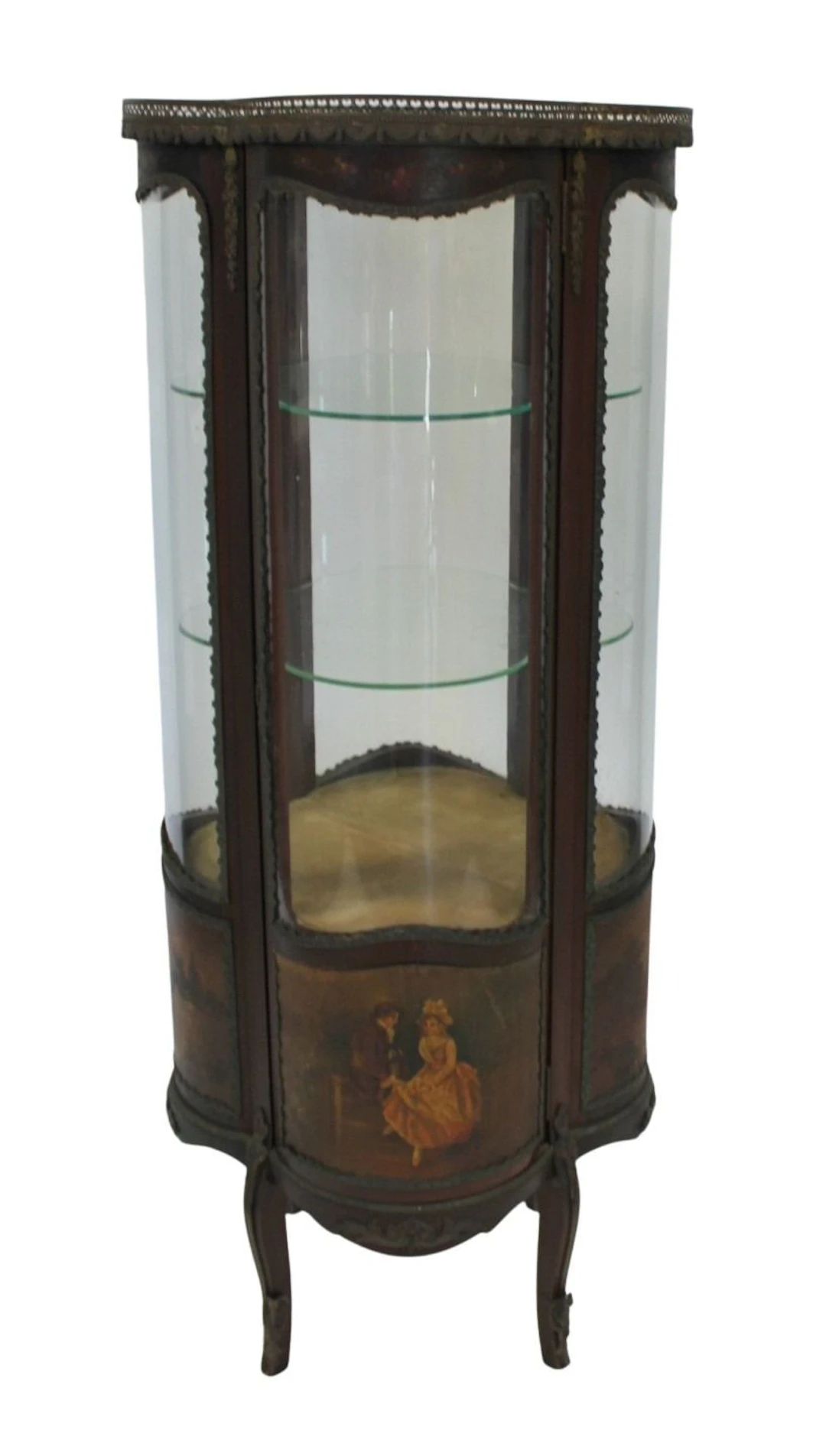 Vernis Martin Curved Glass and Painted Vitrine.