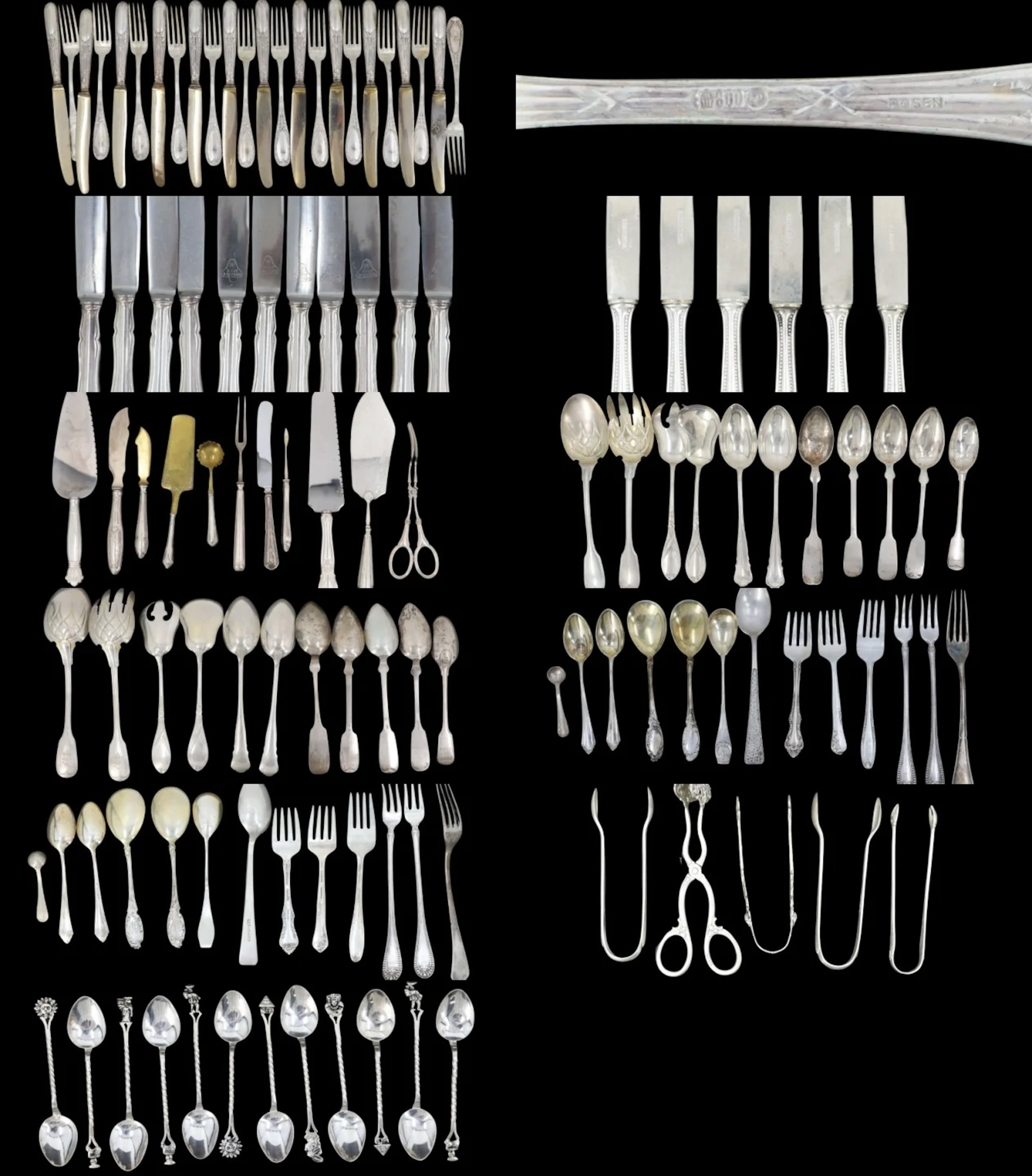 SILVER. Huge Group of Silver Flatware.