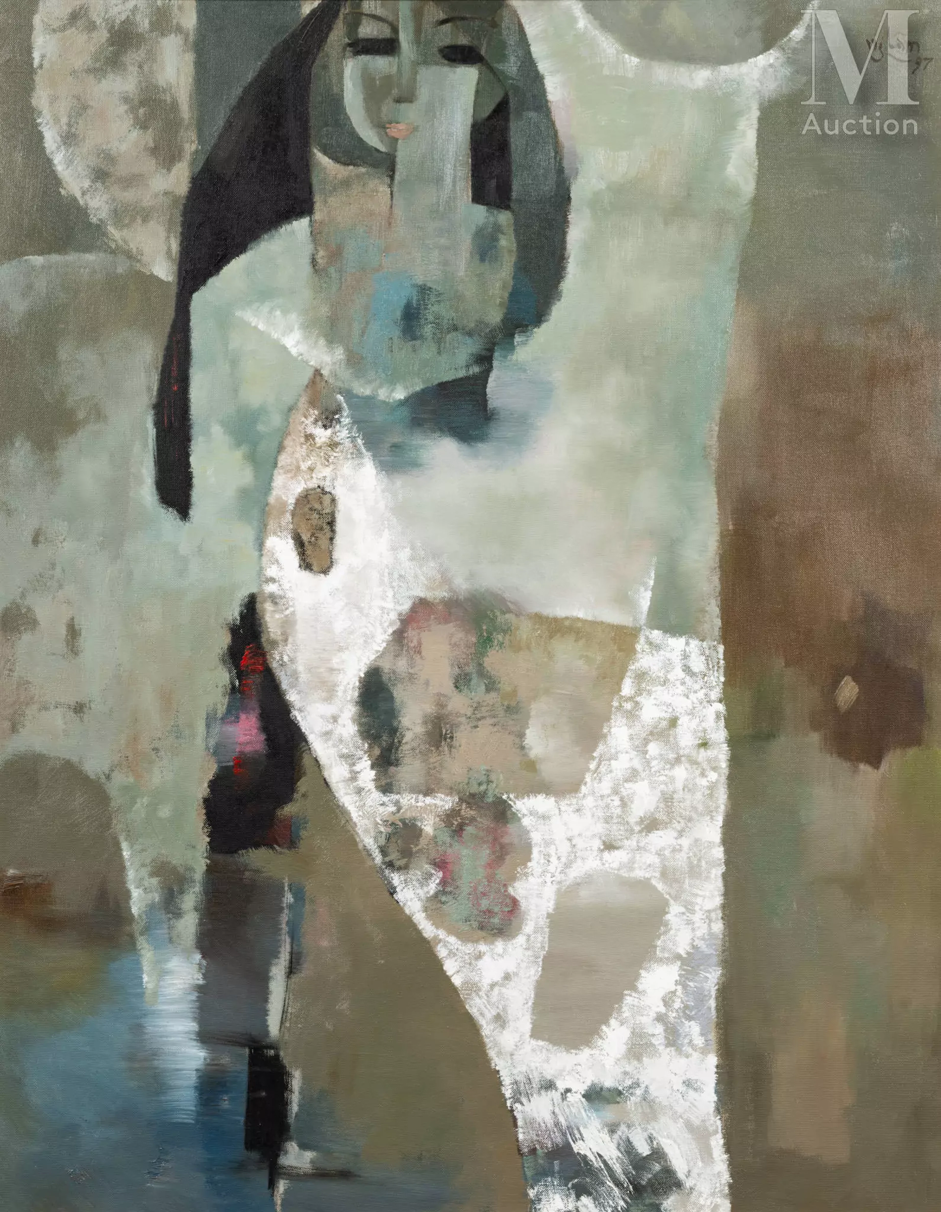 Ⓟ NGUYEN LAM (né en 1941) "Young girl", 1997