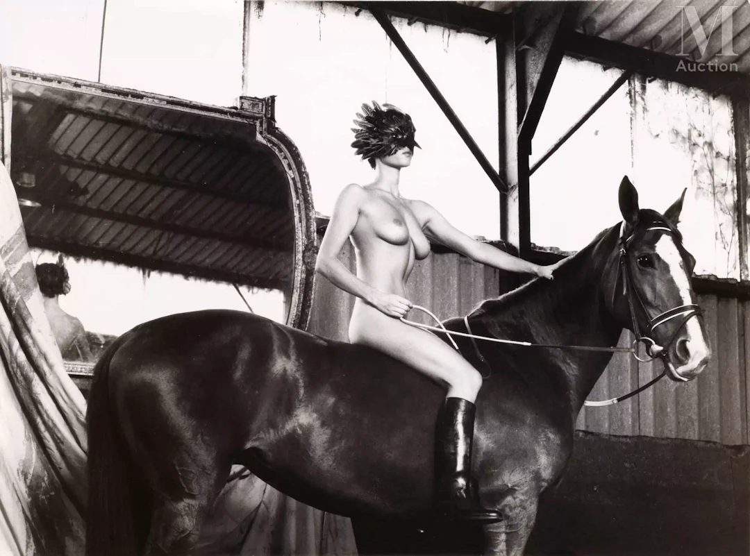 Brigitte LAHAIE A cheval et masquée, c. 1985
