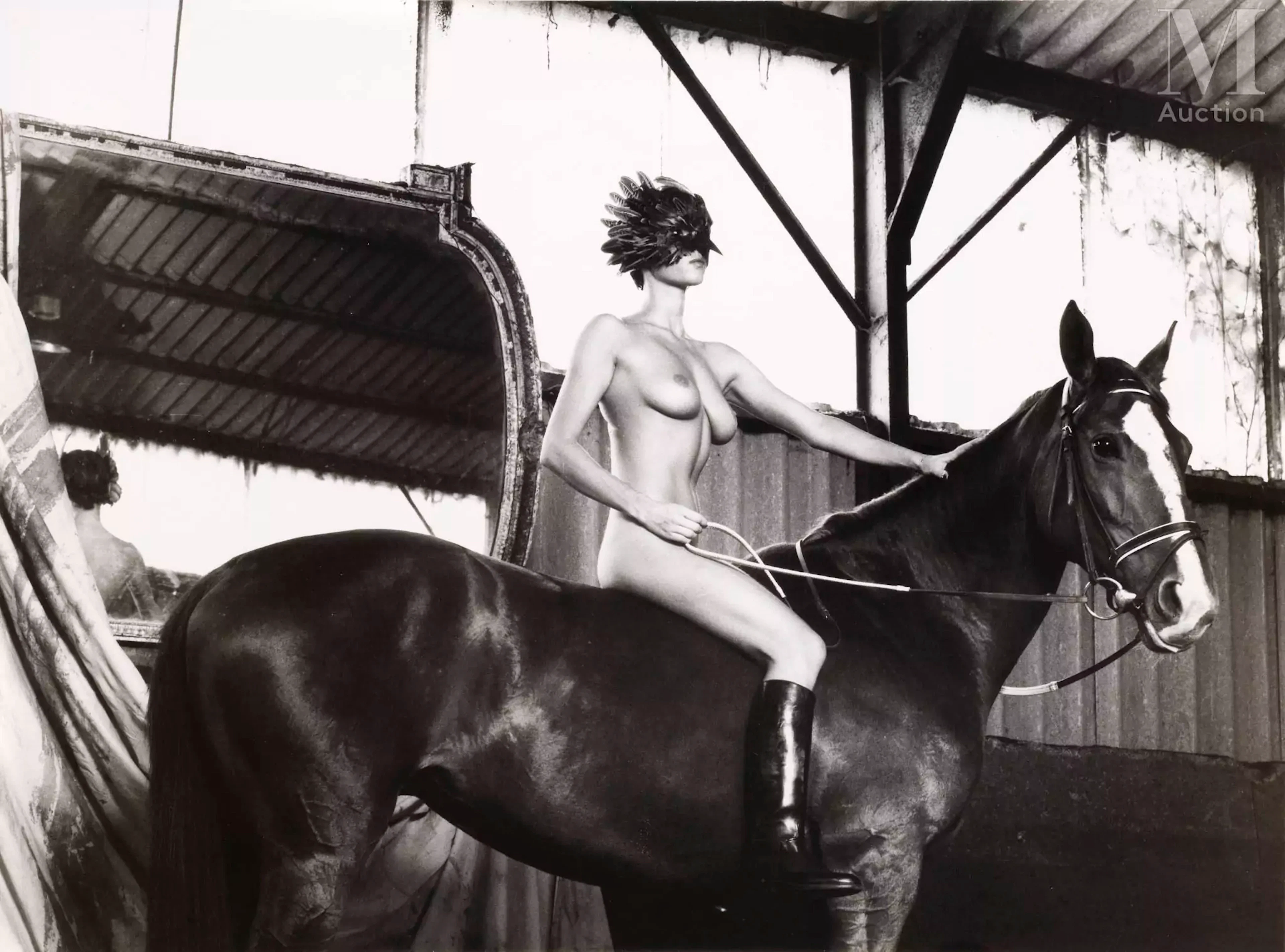 Brigitte LAHAIE A cheval et masquée, c. 1985