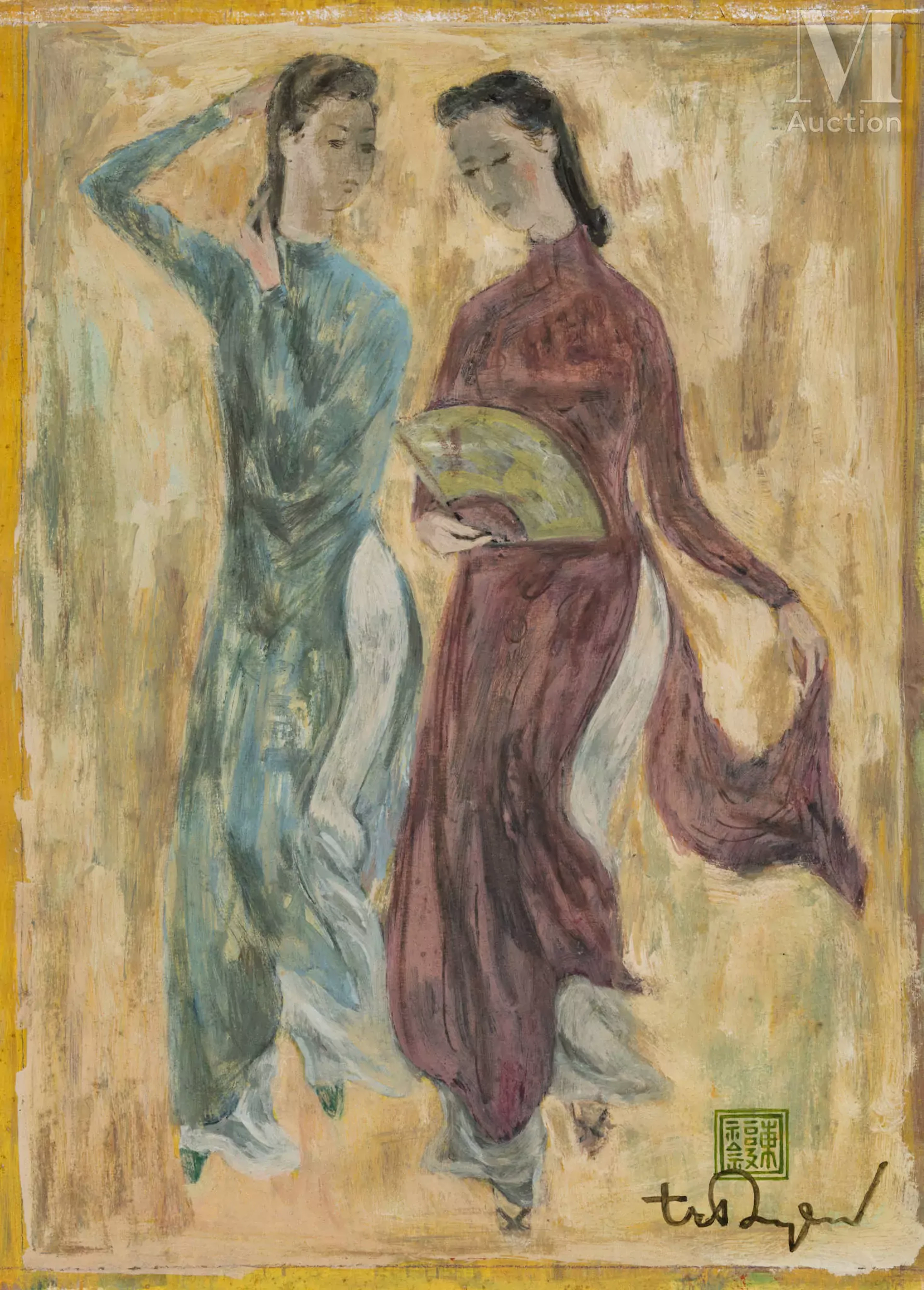 Ⓟ TRAN PHUC DUYEN (1923-1993) "Femmes aux ao dai"