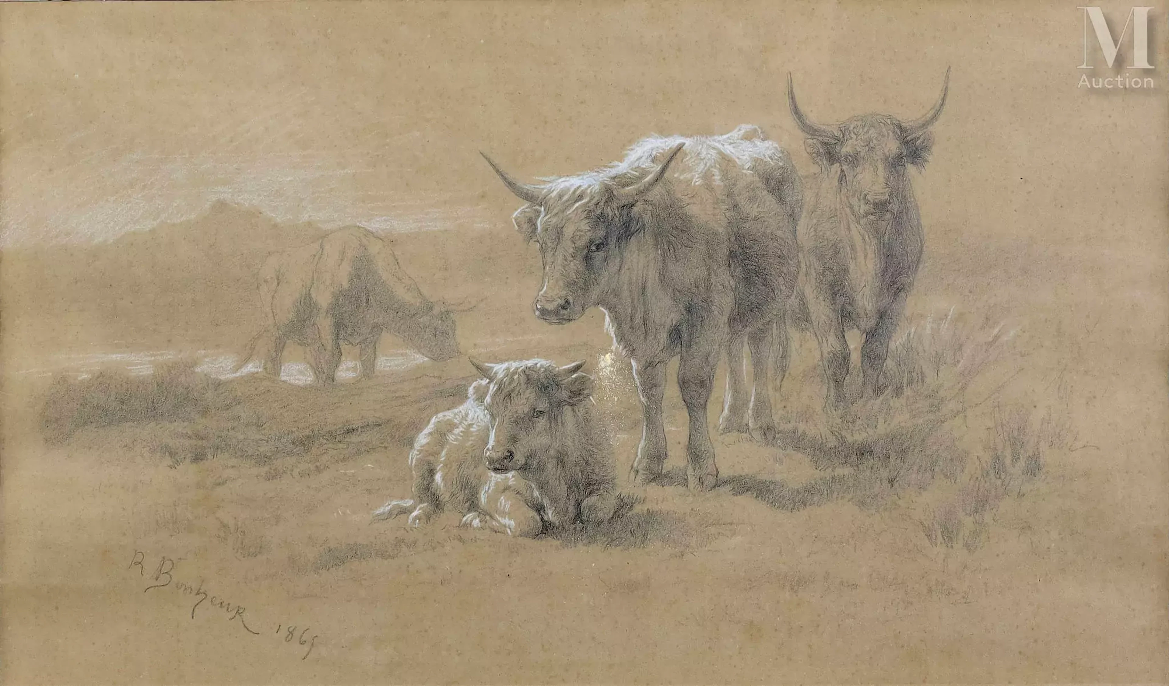 Attribué à Rosa BONHEUR ( 1822-1899) Vaches au pré