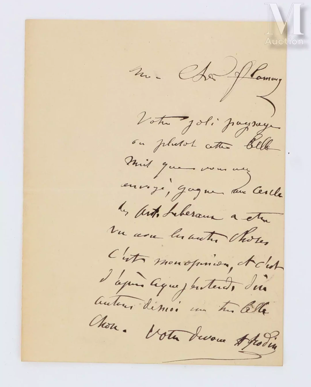[AUTOGRAPHE] RODIN, Auguste (1840-1917)