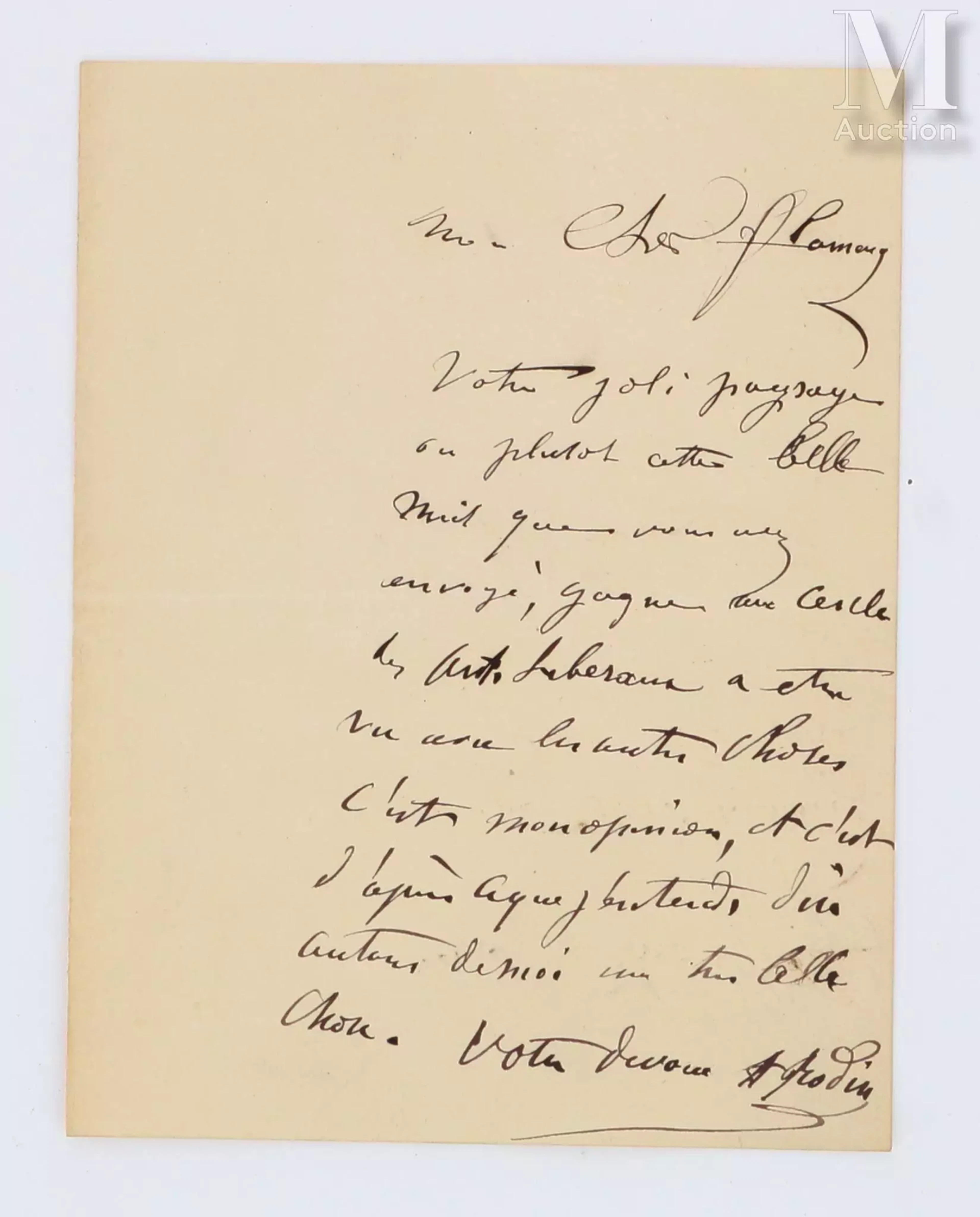 [AUTOGRAPHE] RODIN, Auguste (1840-1917)