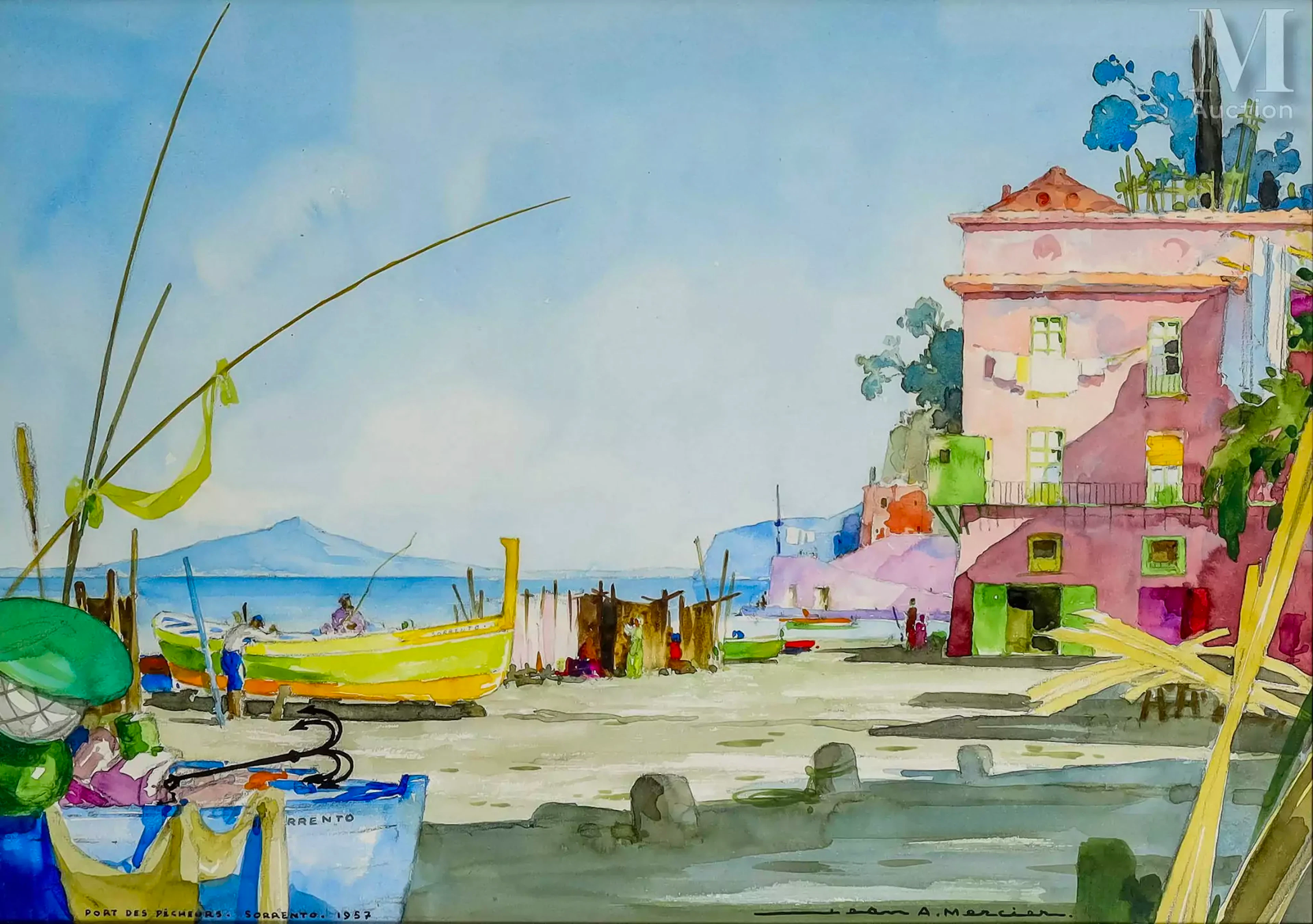 Jean Adrien MERCIER (1899-1995) Le Port des pêcheurs à Sorrente