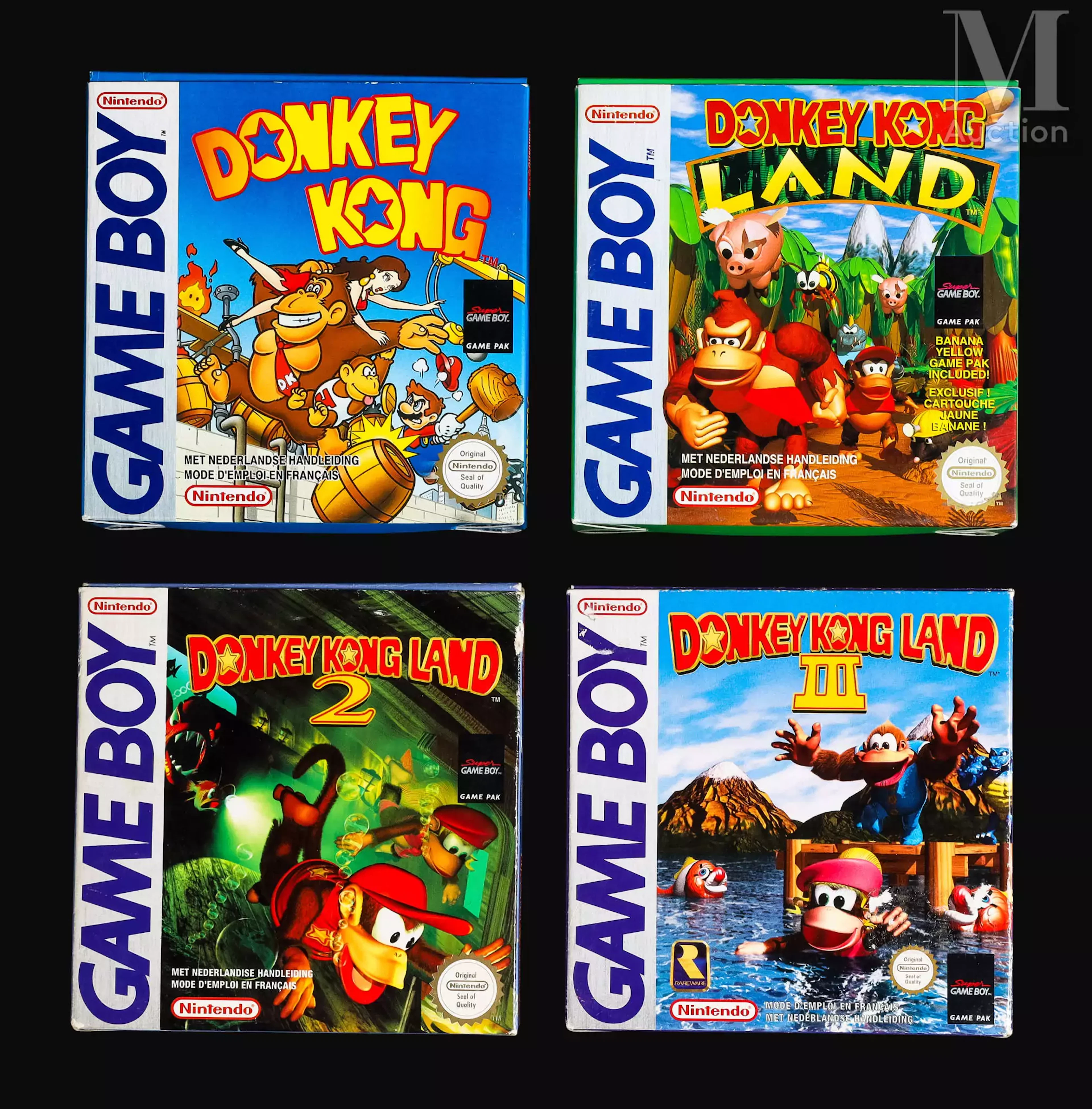 NINTENDO GAME BOY Lot de 4 jeux DK, version française :