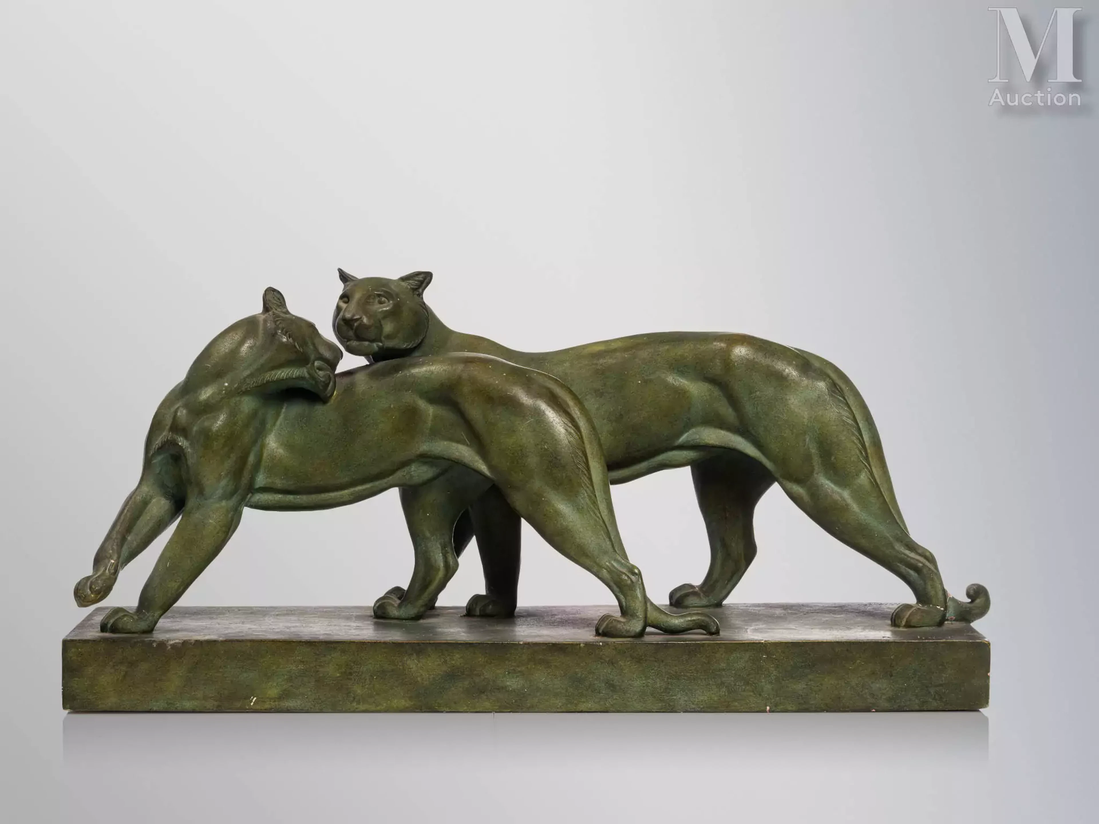 Irénée ROCHARD (1906 - 1984) "Couple de panthères"