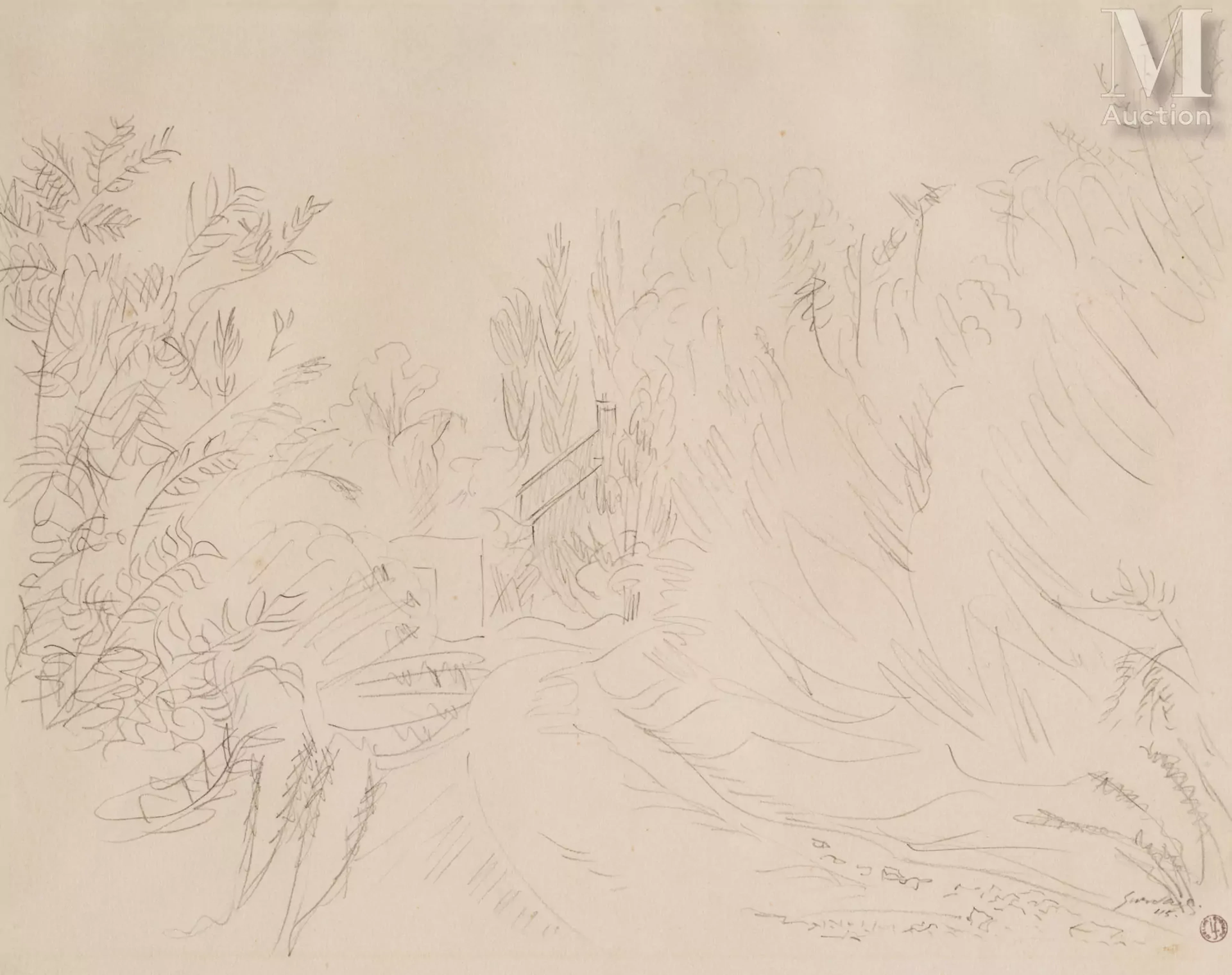 Léopold SURVAGE (Moscou 1879 - Paris 1968) Paysage aux maisons