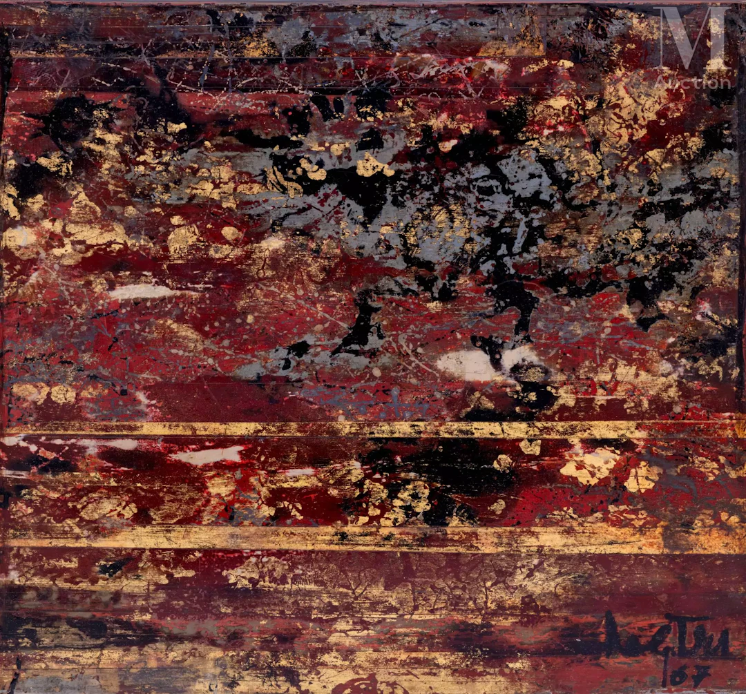 Ⓗ NGUYEN GIA TRI (1908-1993) "Abstrait", 1967