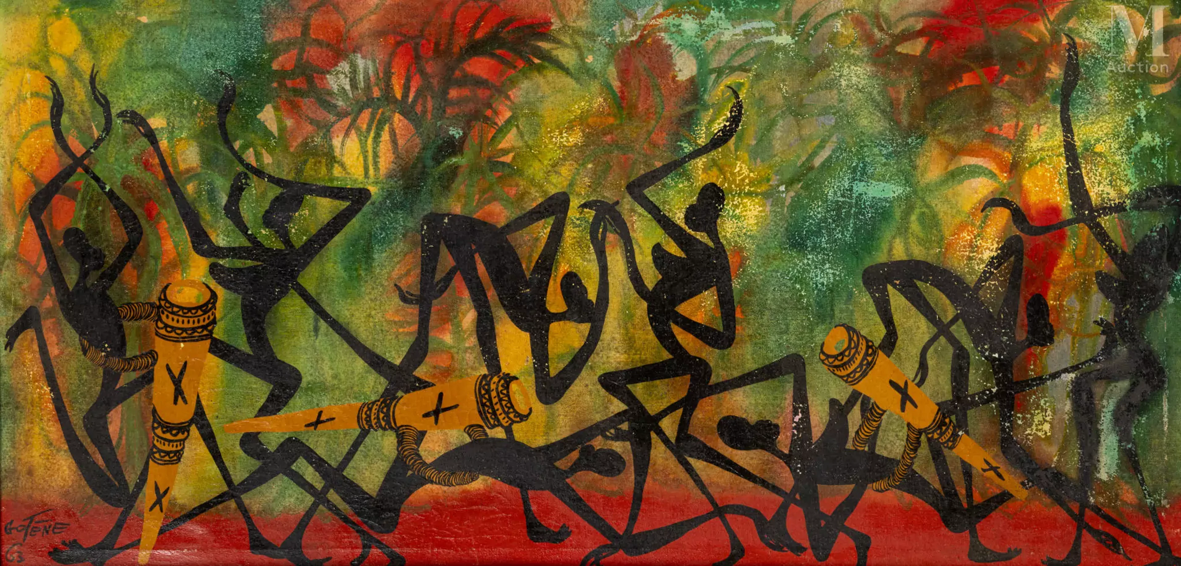 Marcel GOTENE (Yaba 1939 - Rabat 2013) Danse aux tambourins, (19)63