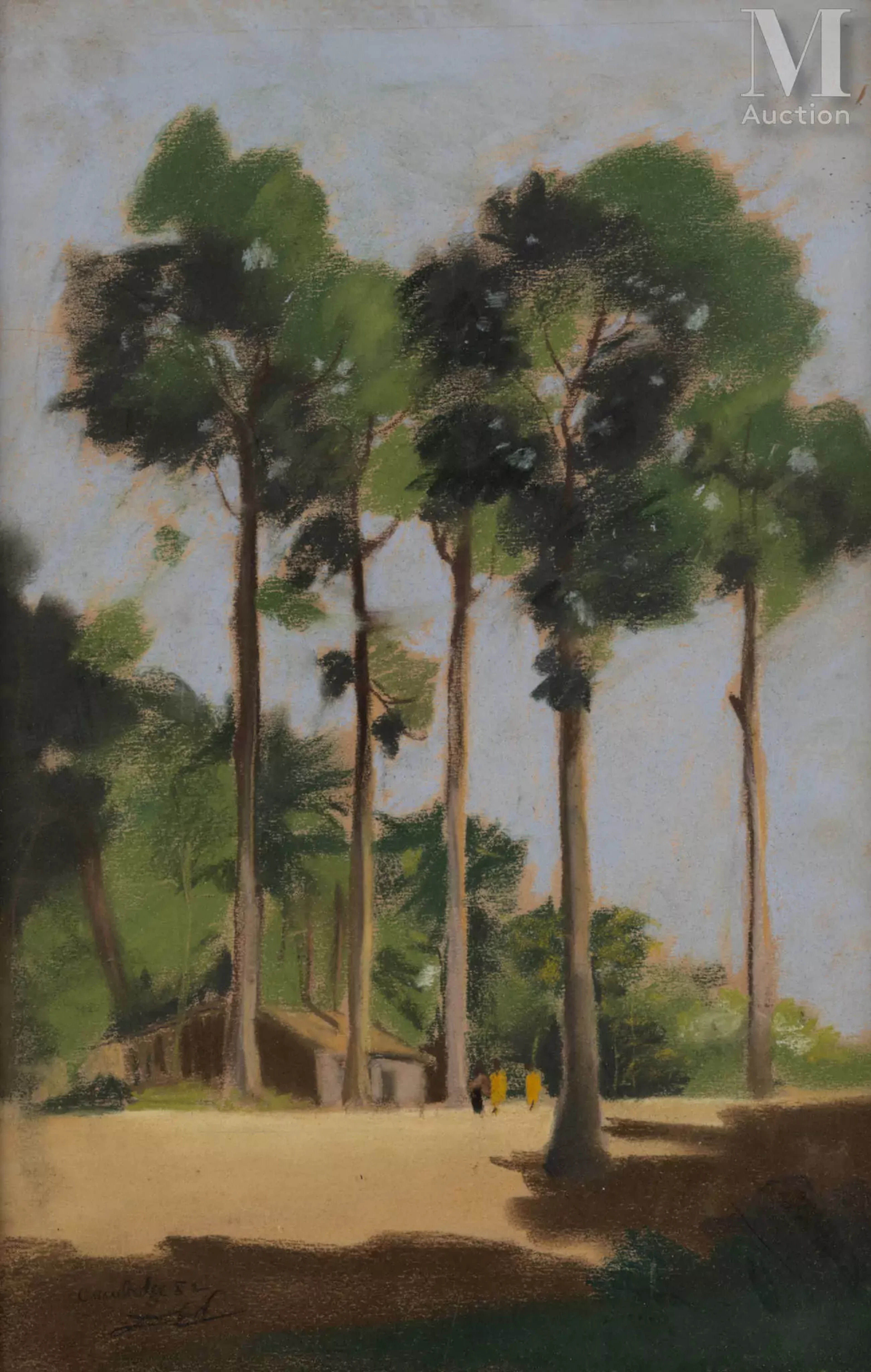 ECOLE DES PEINTRES VOYAGEURS, XXe siècle "Vue de la plage au Cambodge", 1952