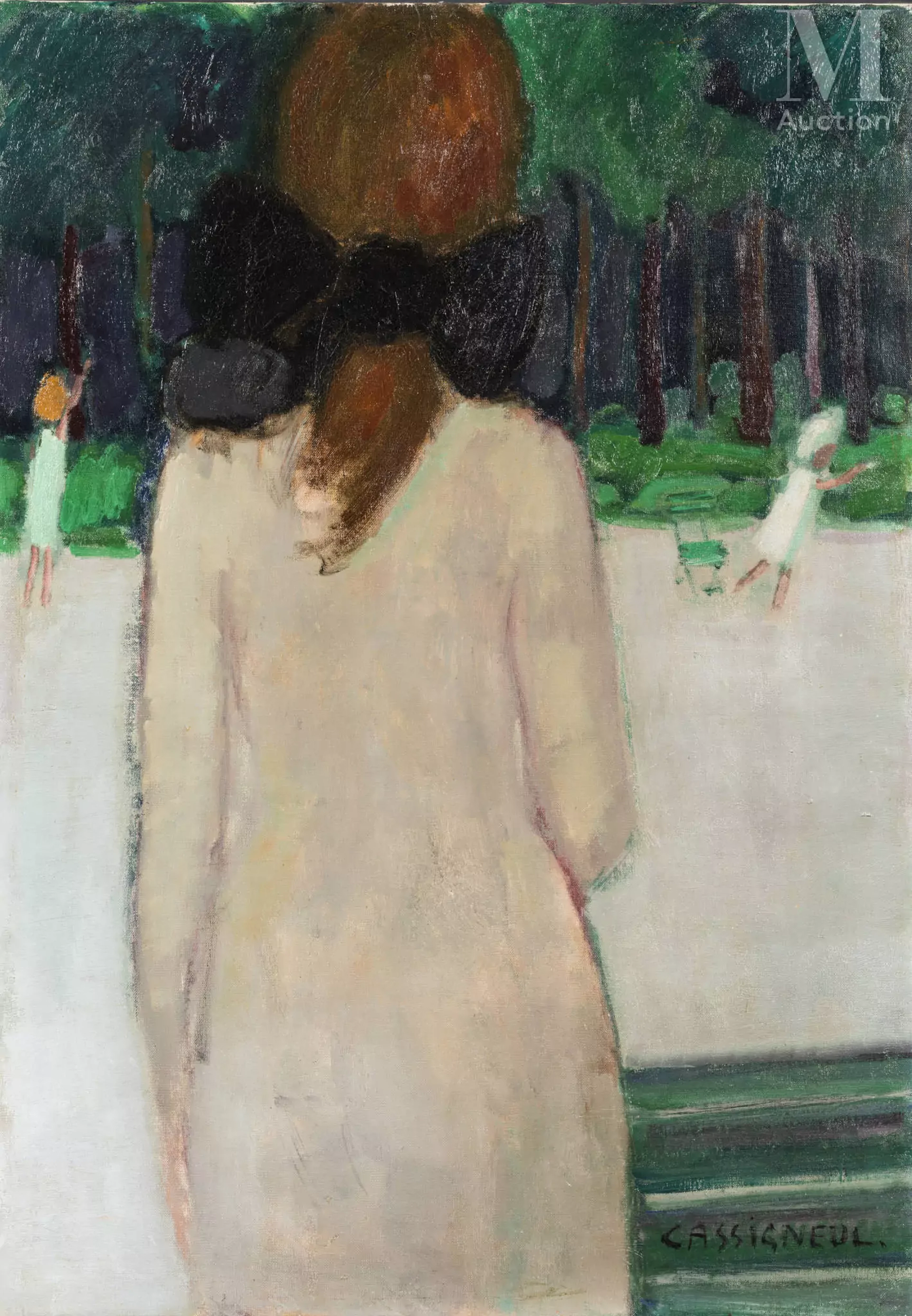 Jean Pierre CASSIGNEUL (Paris 1935) Parc Monceau jeune fille au catogan, 1964