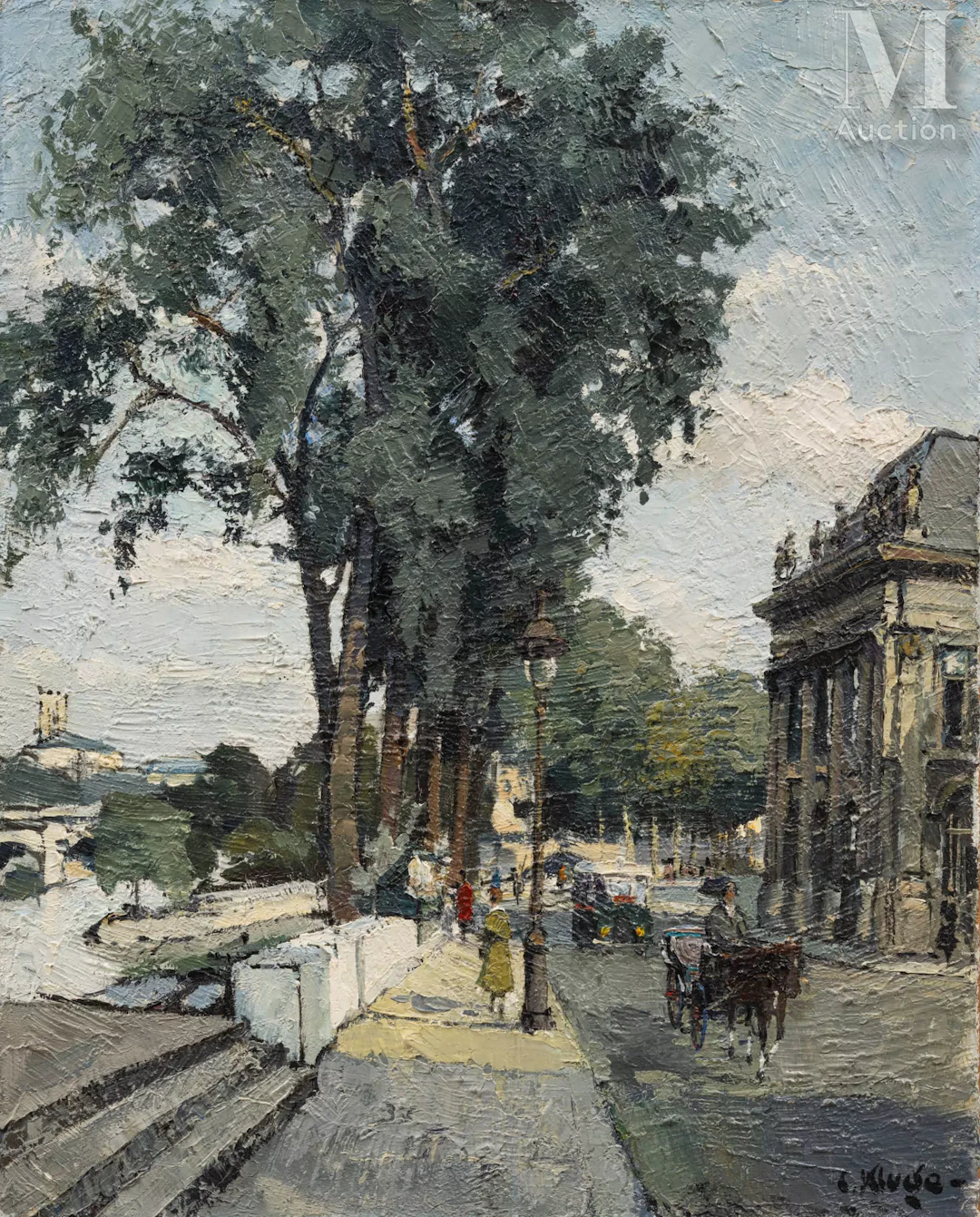 Constantin KLUGE (Riga 1912 - Paris 2003) Quai de Conti animé
