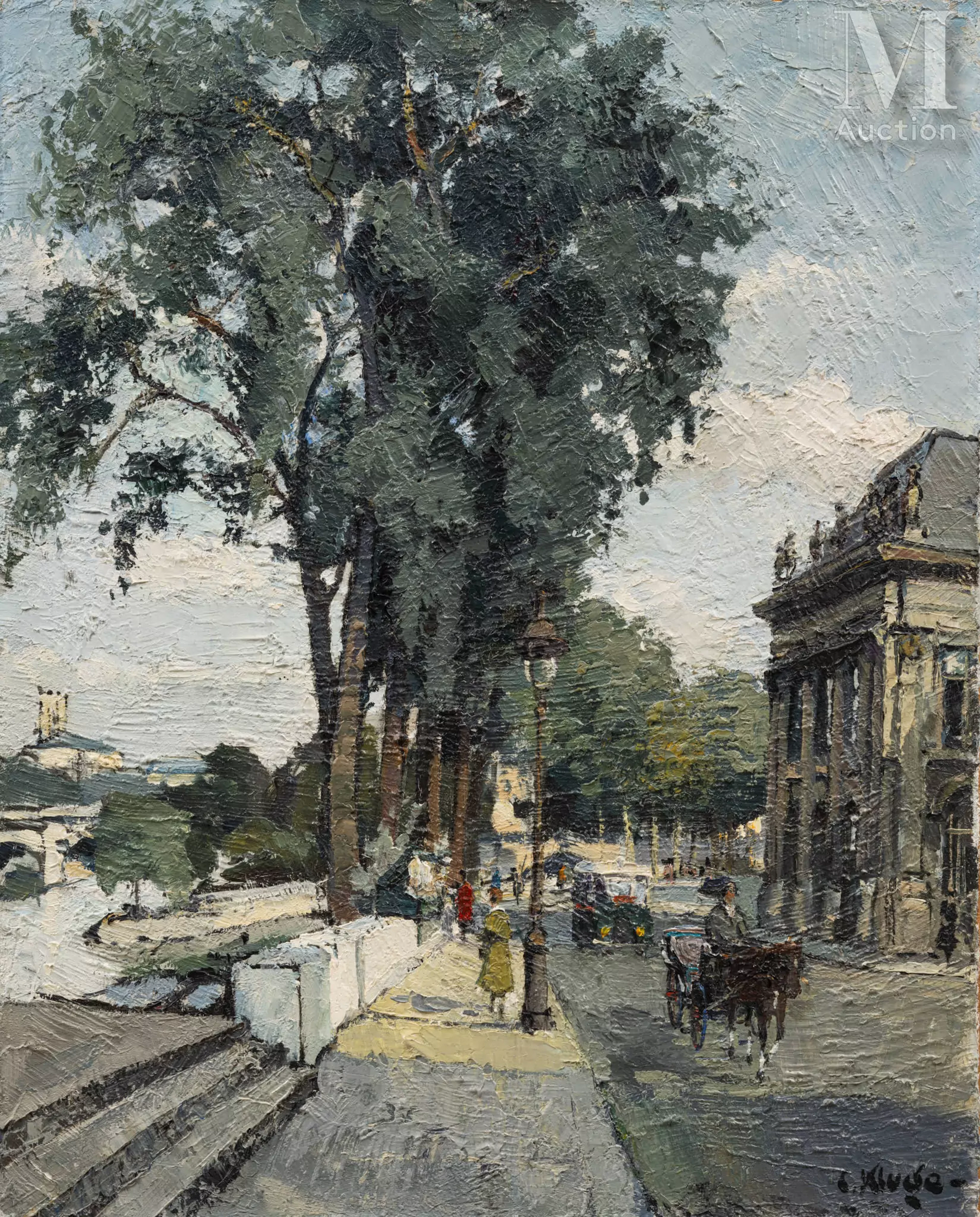 Constantin KLUGE (Riga 1912 - Paris 2003) Quai de Conti animé
