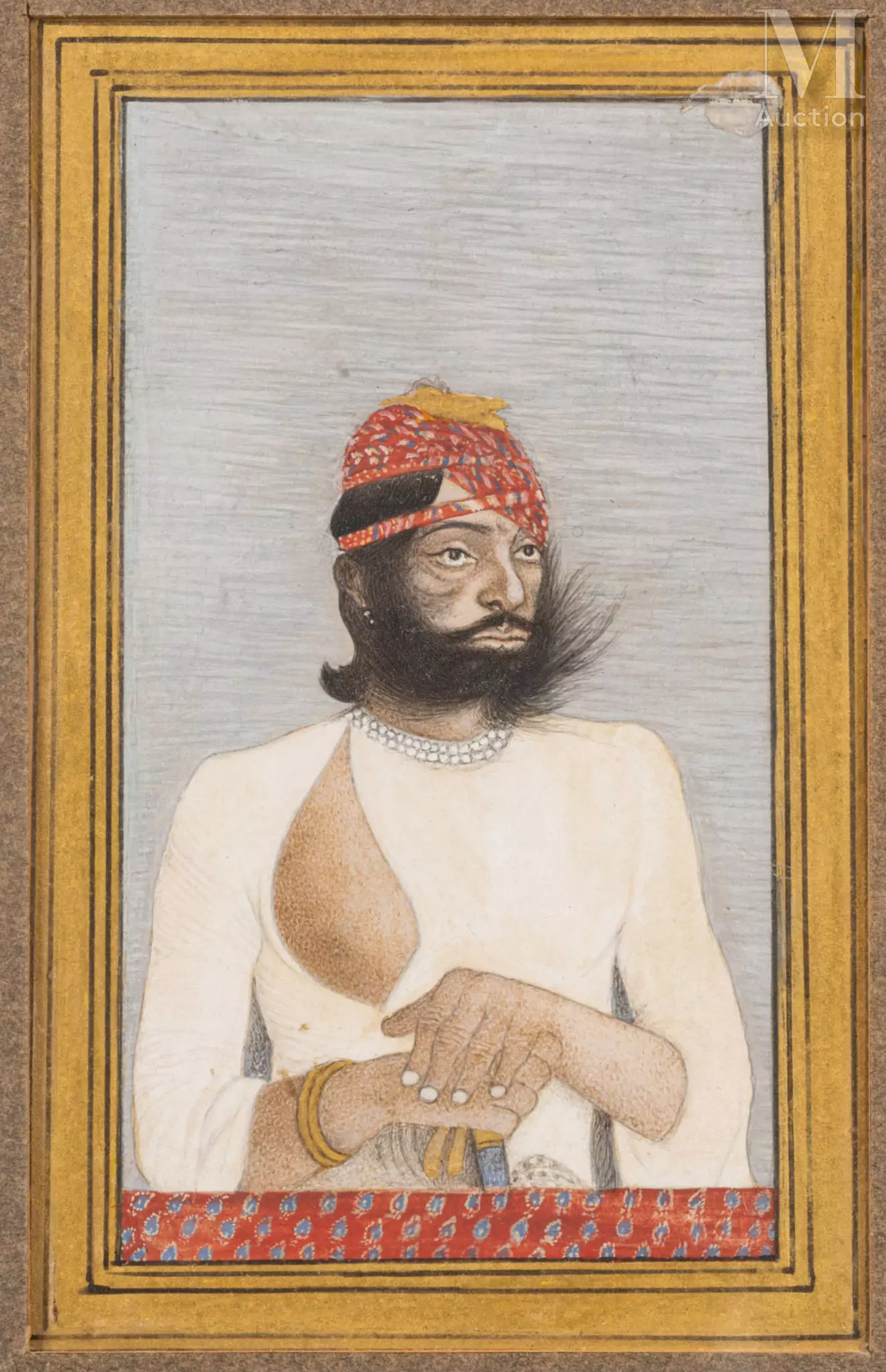 Portrait en buste d'un homme de qualité, Inde, compagny school, Fin
