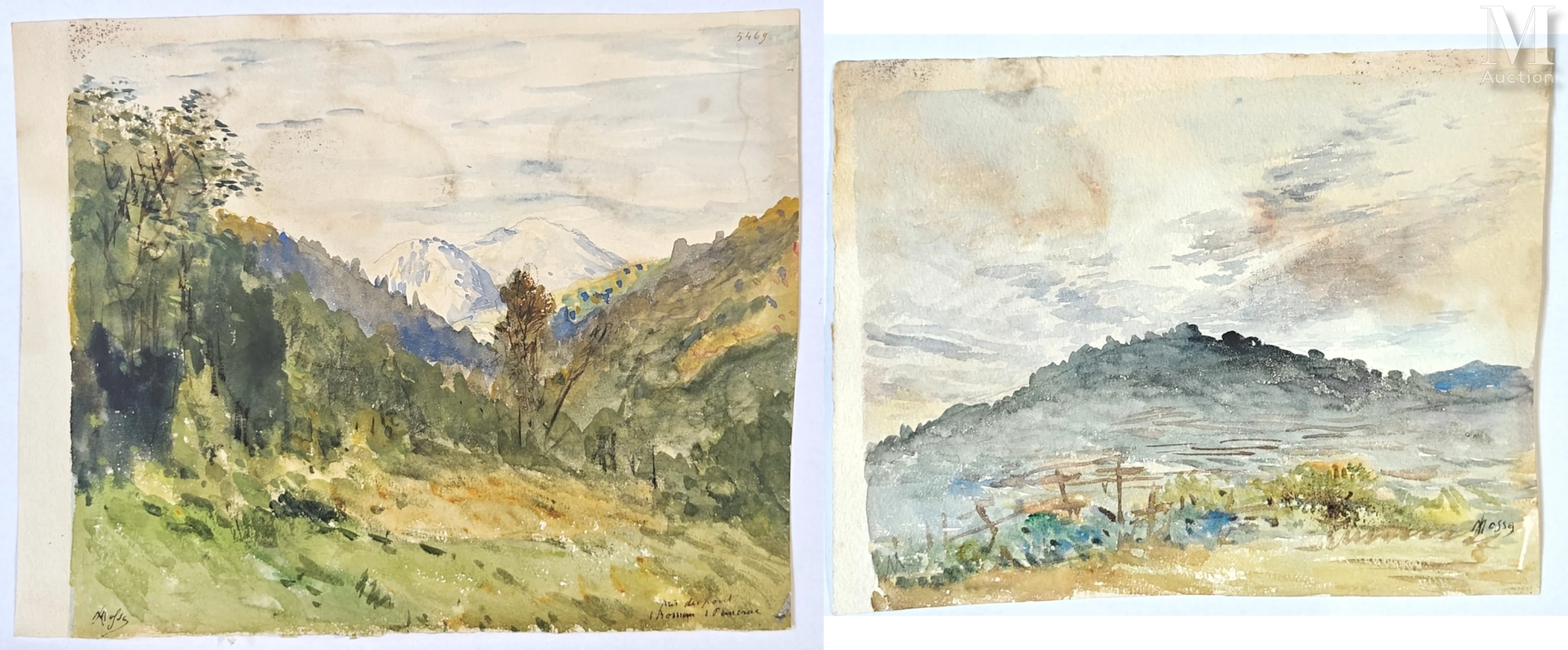 Alexis MOSSA (1844-1926) Deux aquarelles sur papier