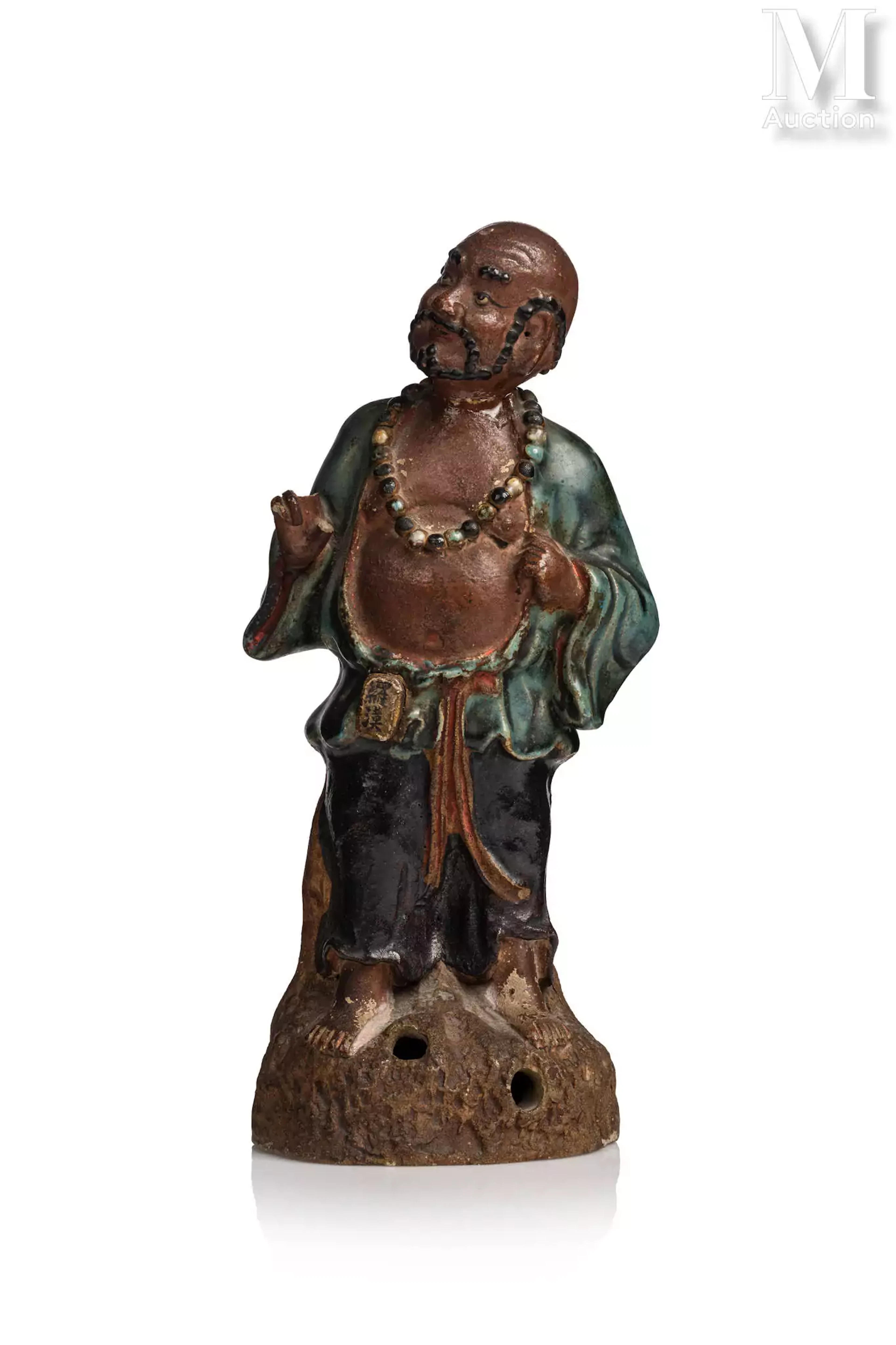 VIETNAM, Lai Thieu, XXe siècle Statue en grès émaillé polychrome