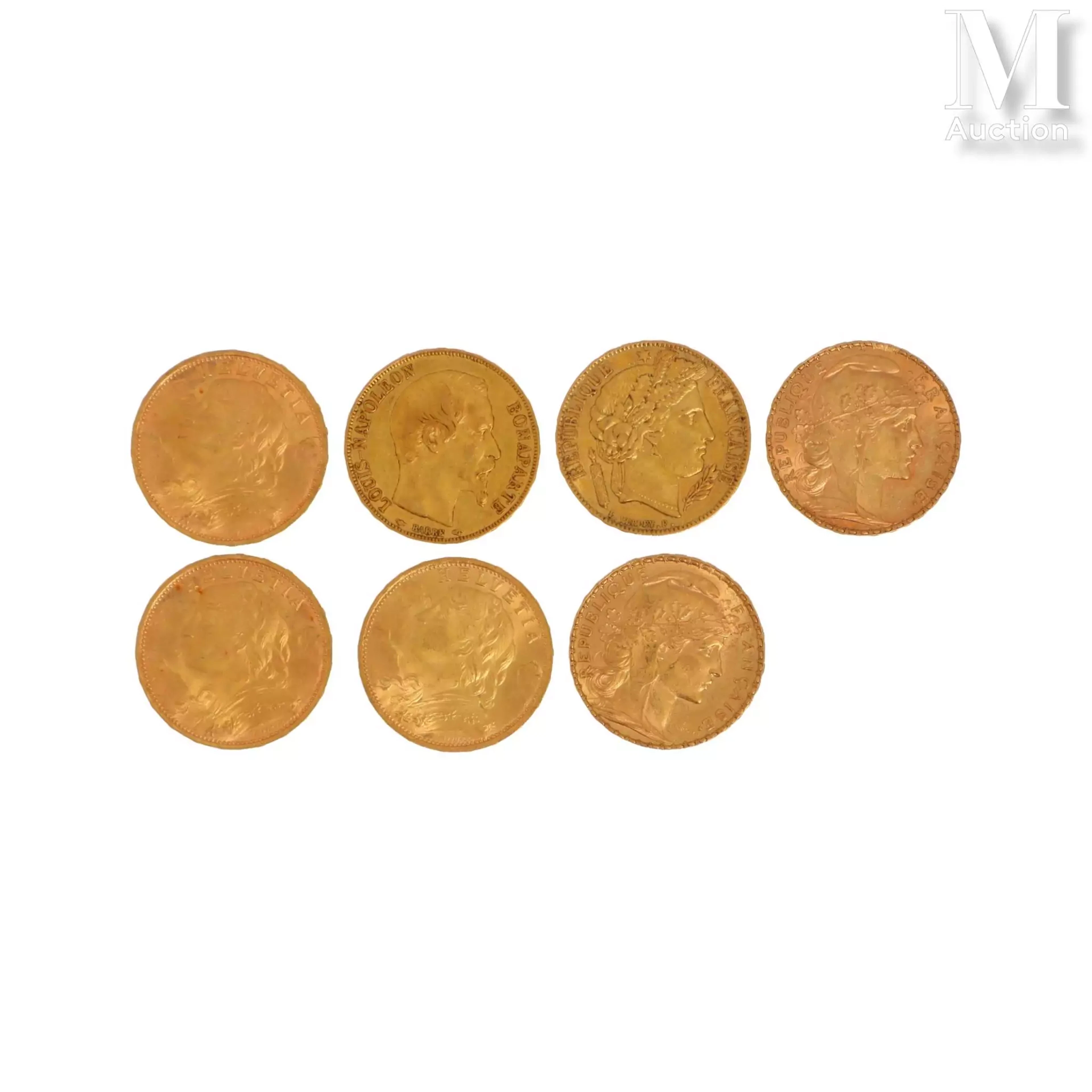 Sept pièces de 20 FF