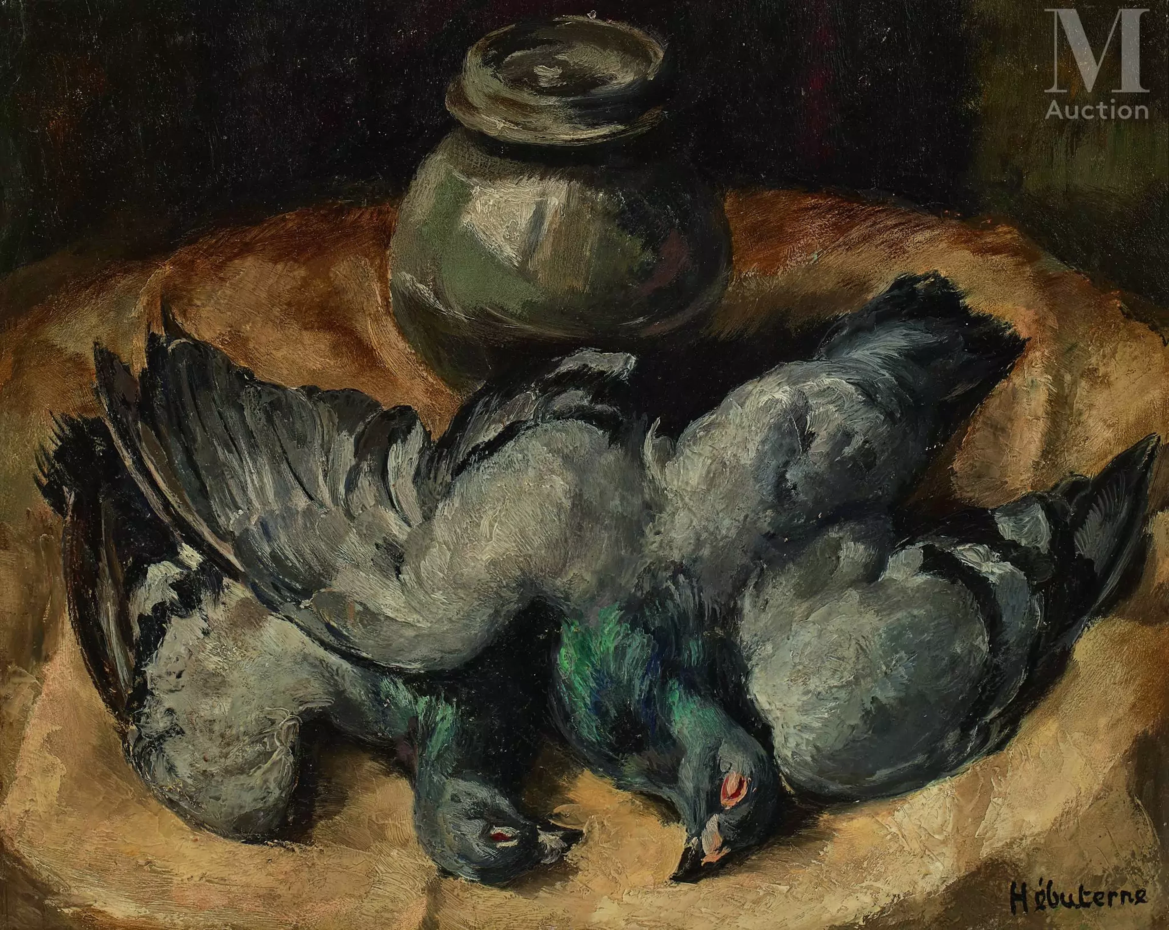 André HEBUTERNE (Meaux 1894 - Paris 1979) Nature morte aux pigeons
